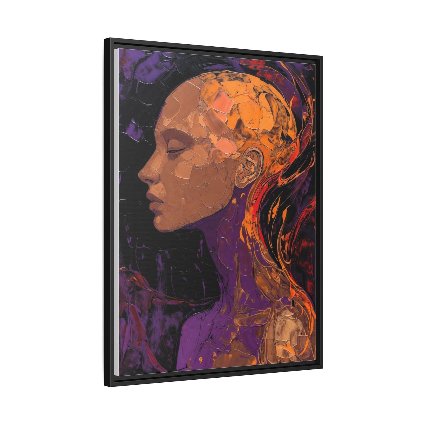 Abstract Profile Portrait Matte Framed Canvas — Multicolor Feminine Art Print