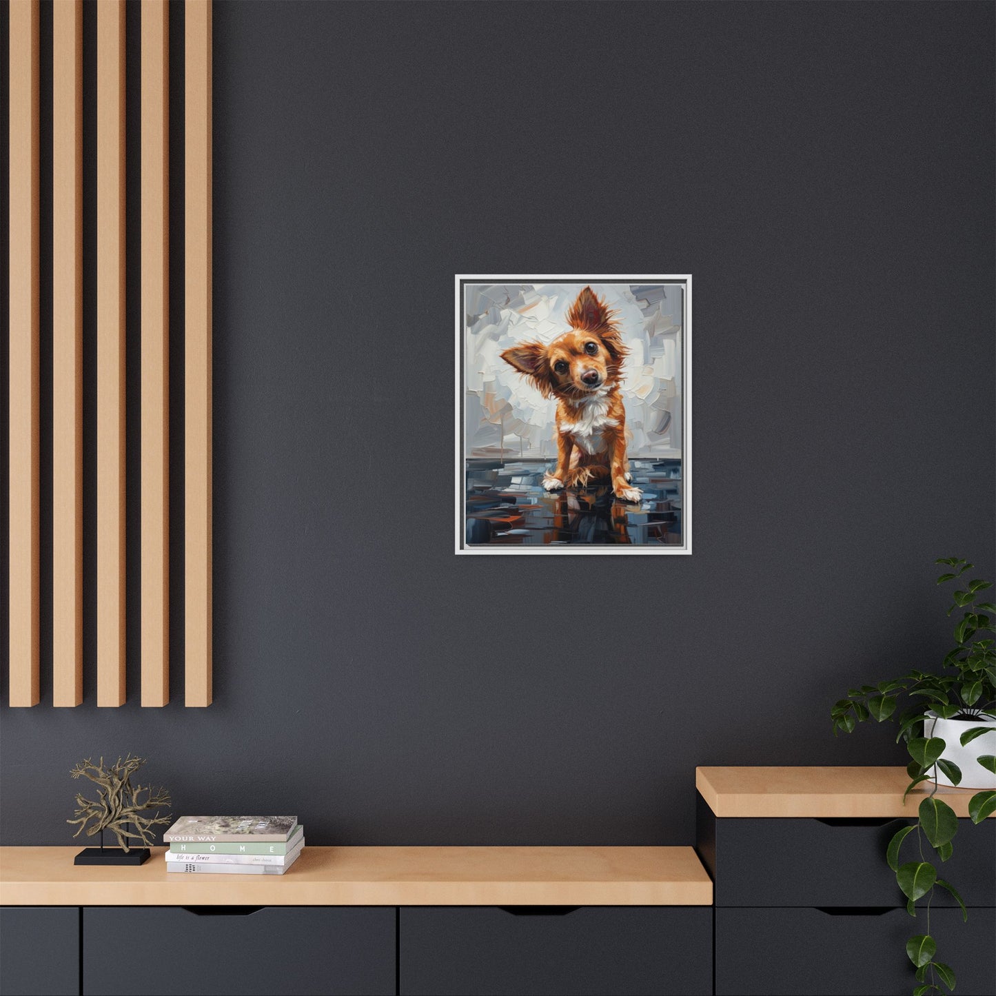 Framed Matte Canvas Print — Playful Brown Dog Portrait