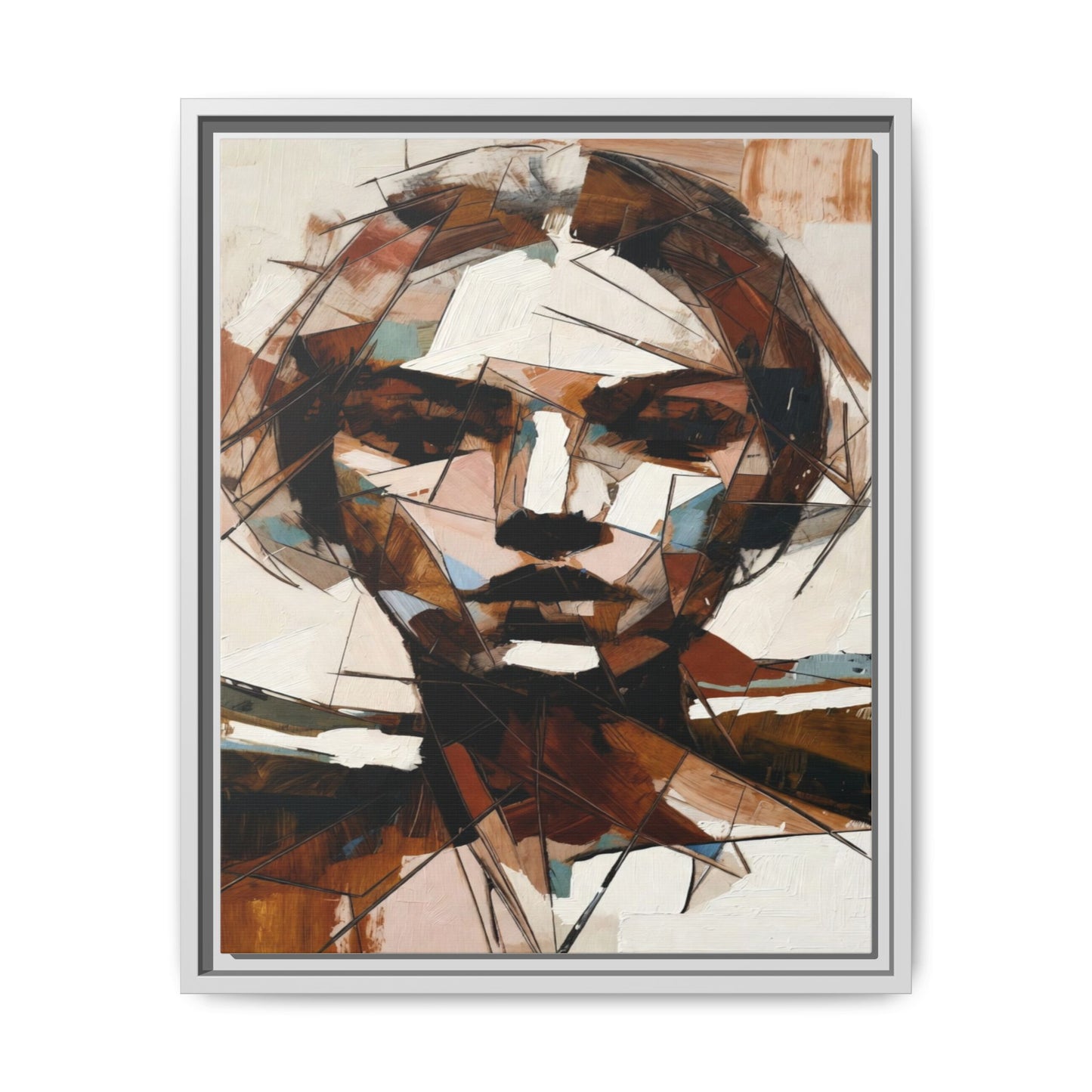 Abstract Woman Portrait Matte Canvas Framed — Geometric Multi-Color Wall Art