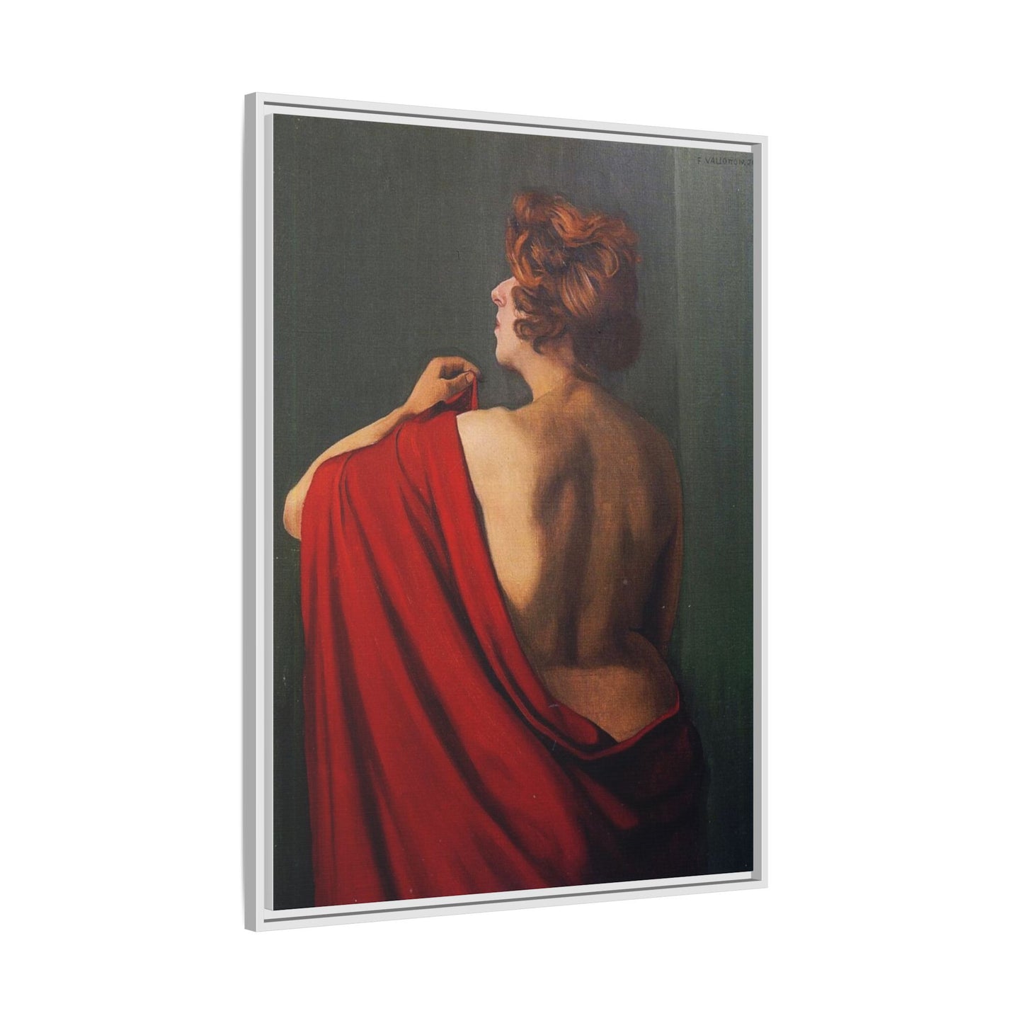 Femme au châle rouge by Félix Vallotton Framed Matte Canvas Wall Art Print