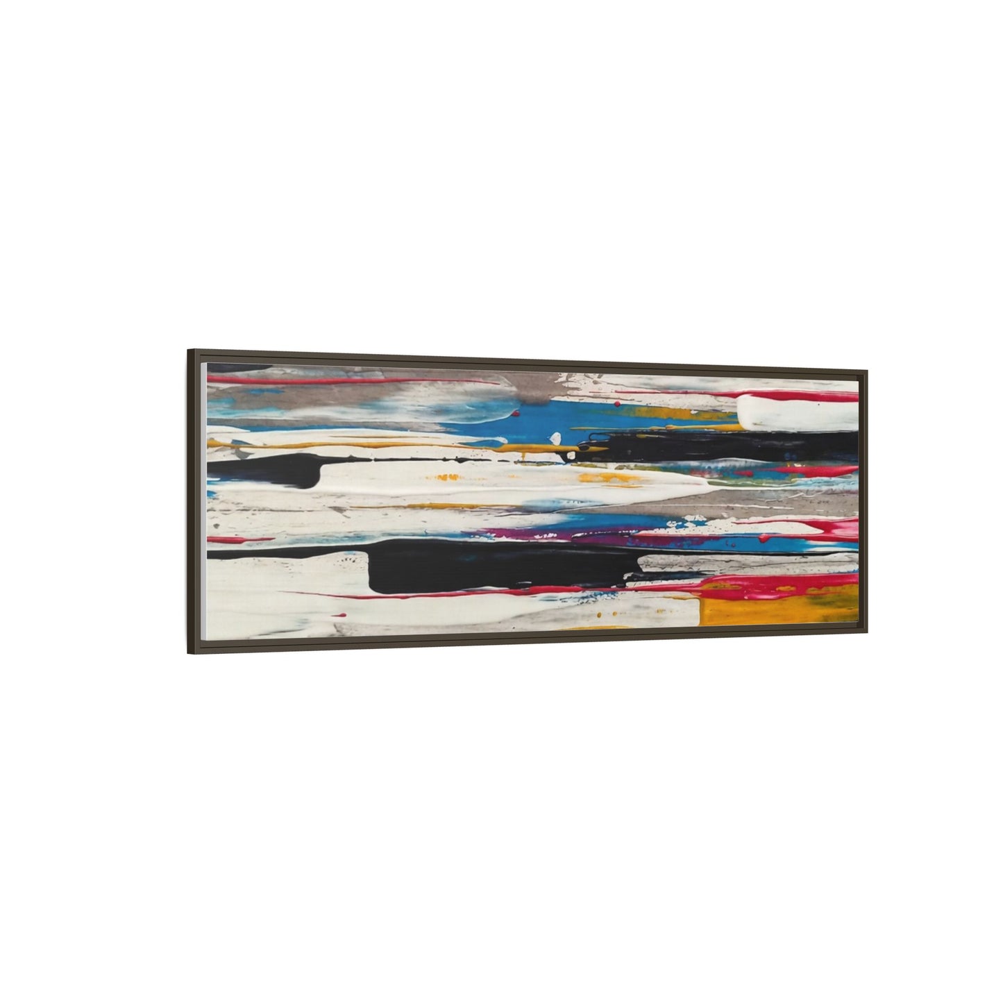 Abstract Multi-Color Framed Canvas Wall Art — Modern Horizontal Brushstroke Print
