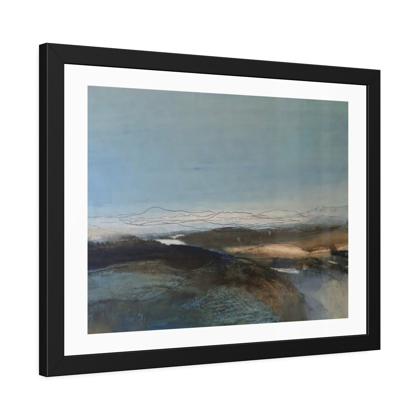 Framed Landscape Poster — Serene Blue Abstract Wall Art