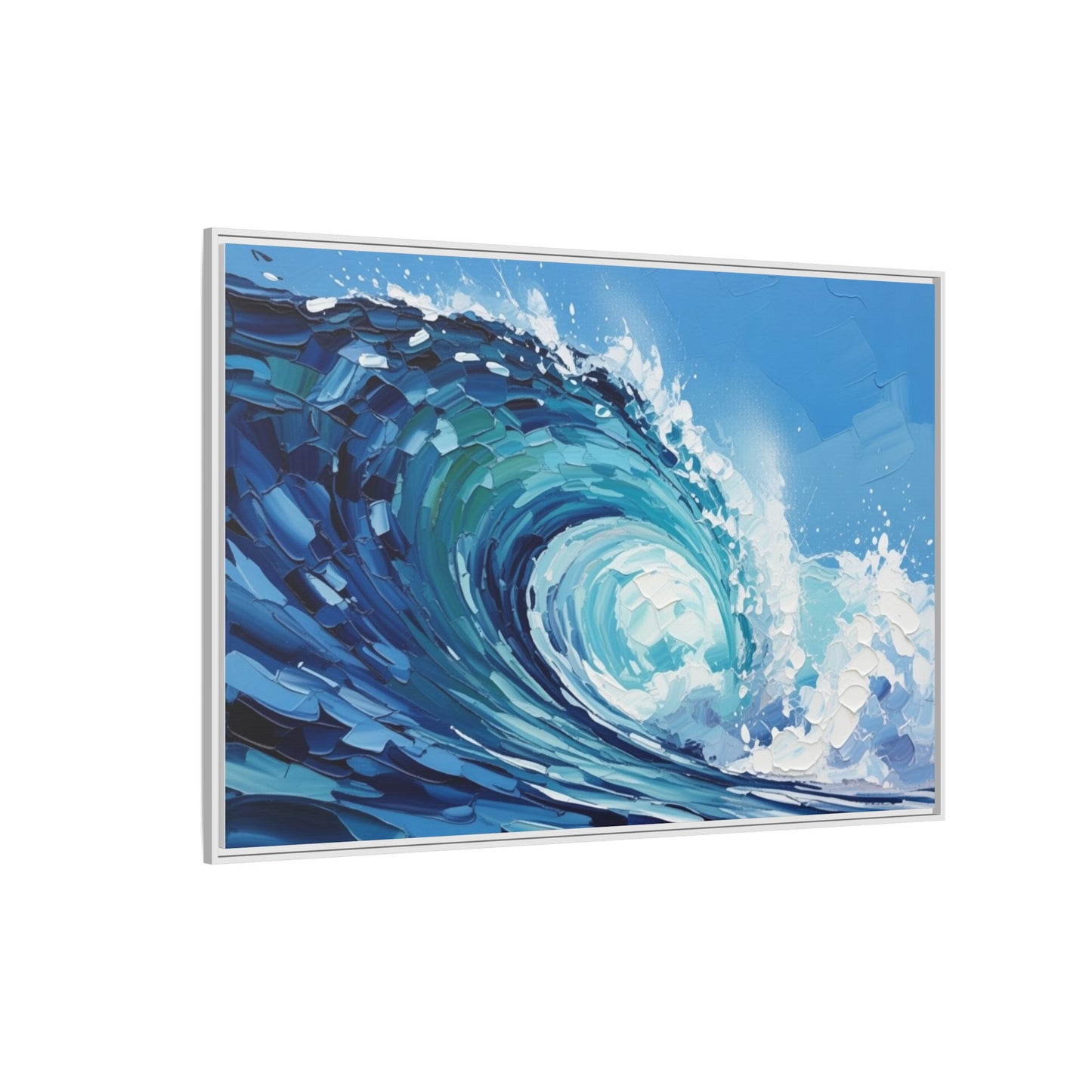 Framed Matte Canvas Wave Art — Blue Ocean Surf Wall Decor