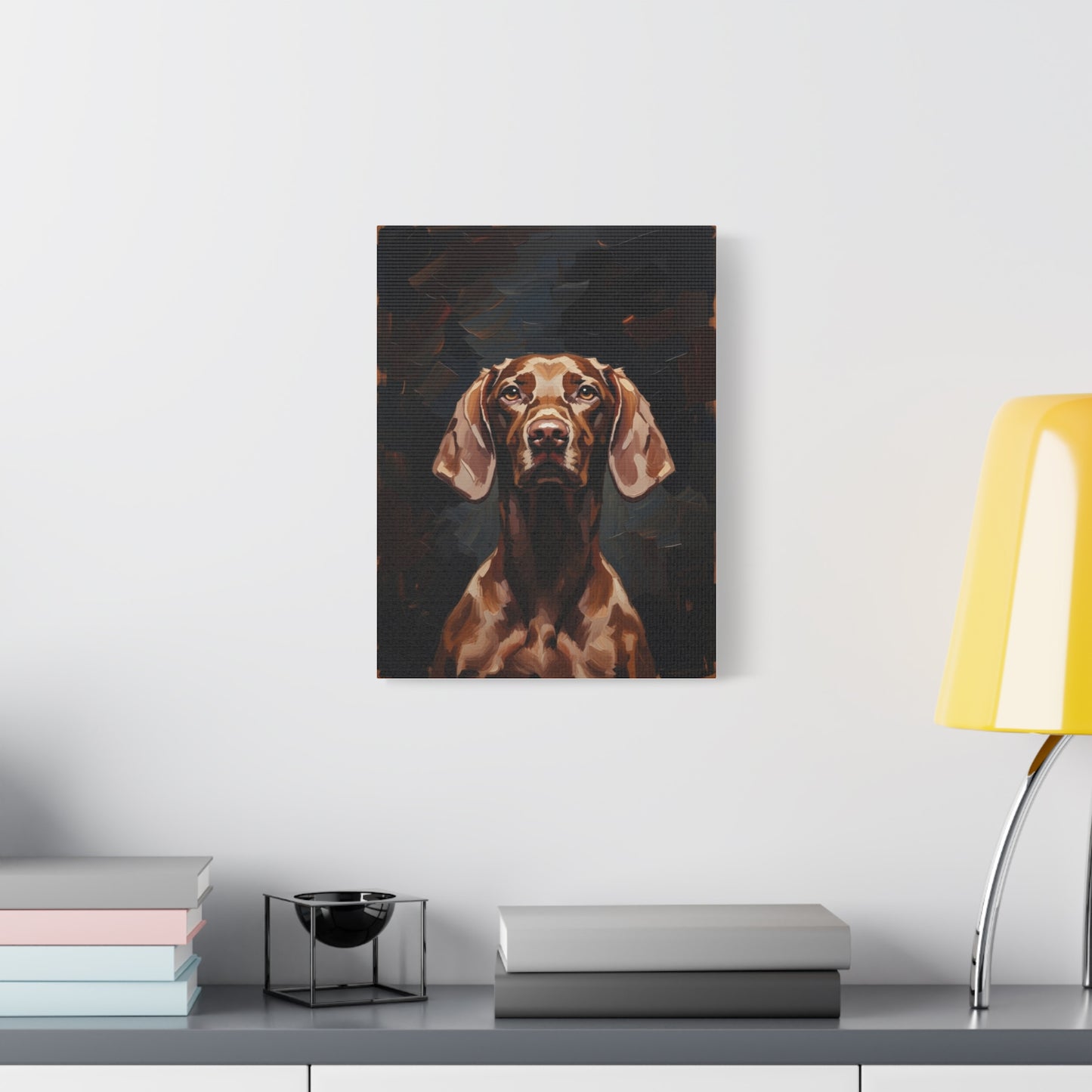 Chocolate Vizsla Canvas Wall Art — Matte Stretched Dog Portrait