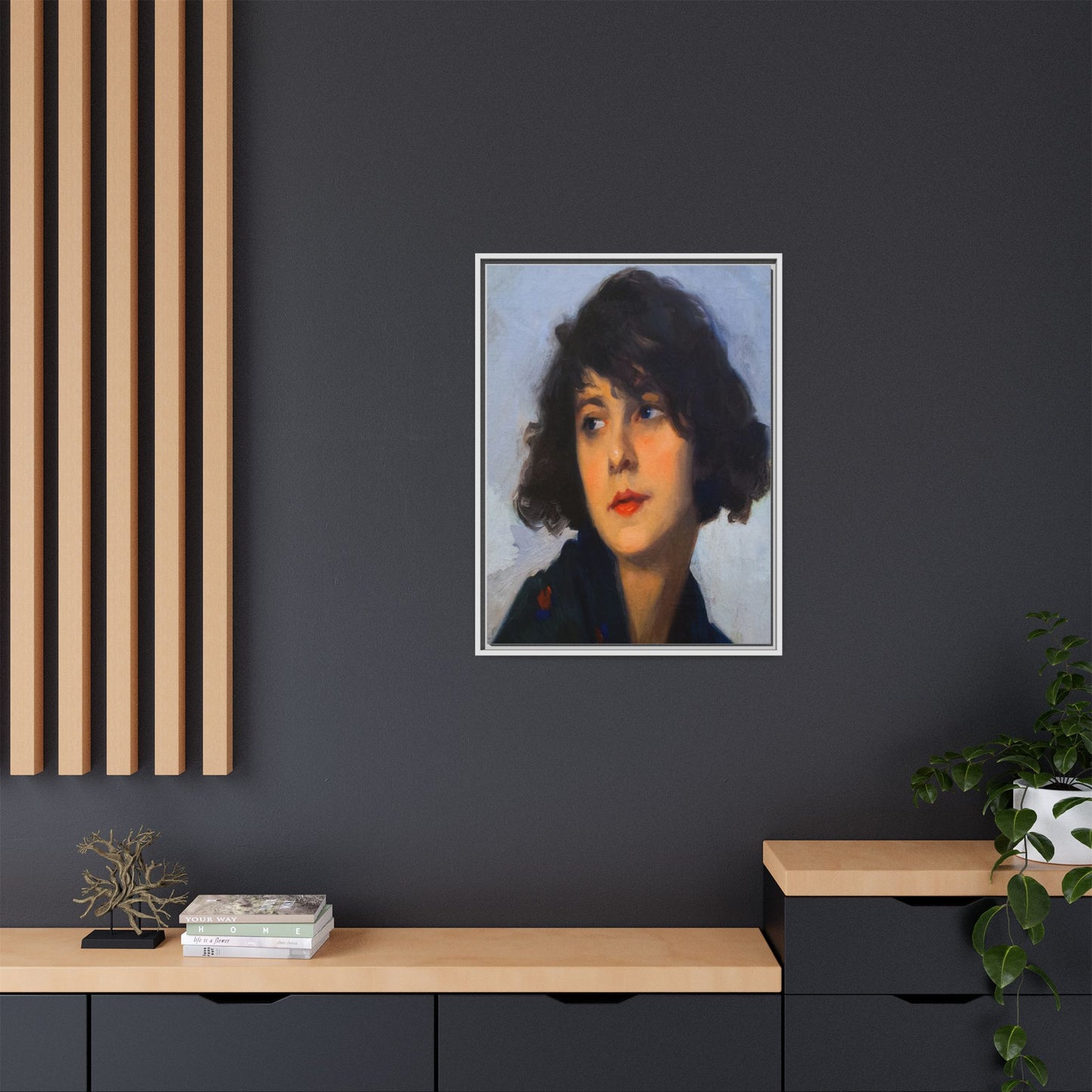 Mulher do chale verde (cropped) by Cyprien Eugene Boulet Framed Matte Canvas Print