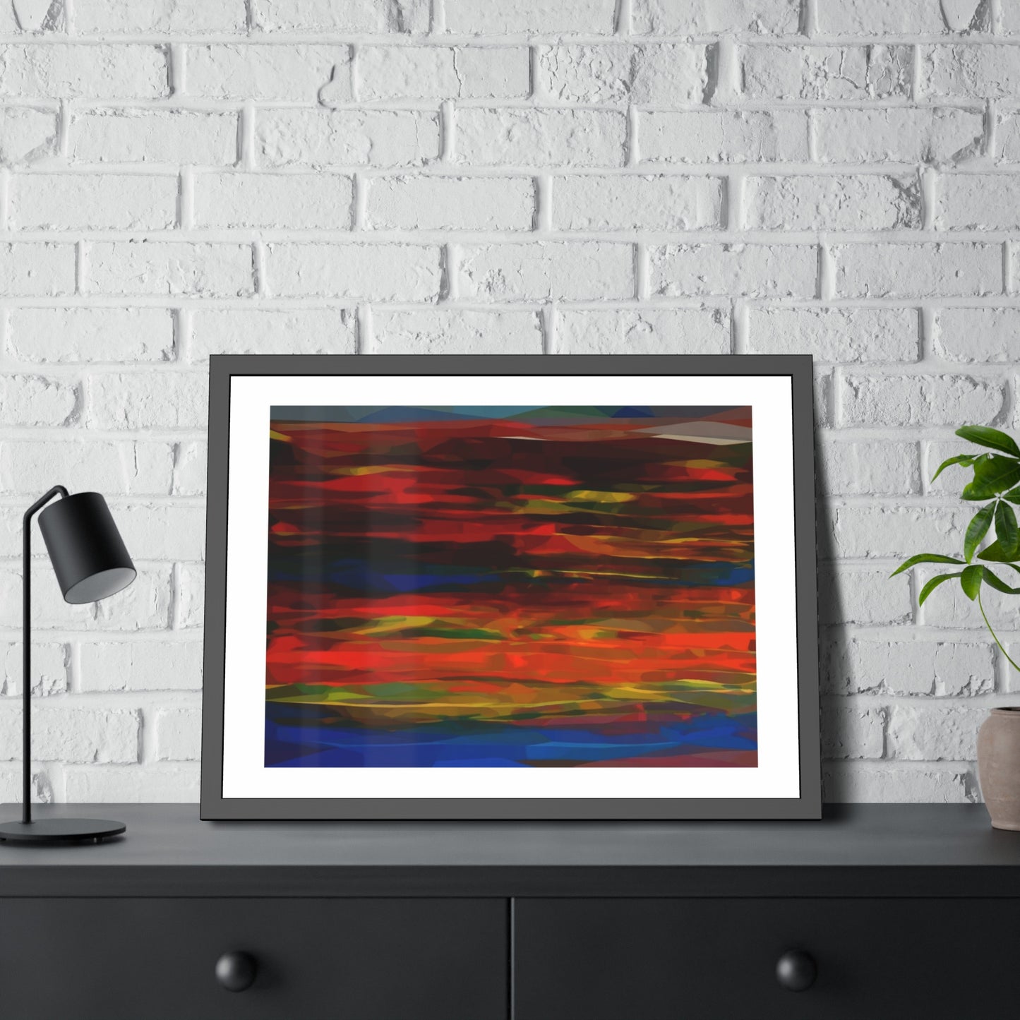 Abstract Sunset Framed Poster — Colorful Modern Wall Art
