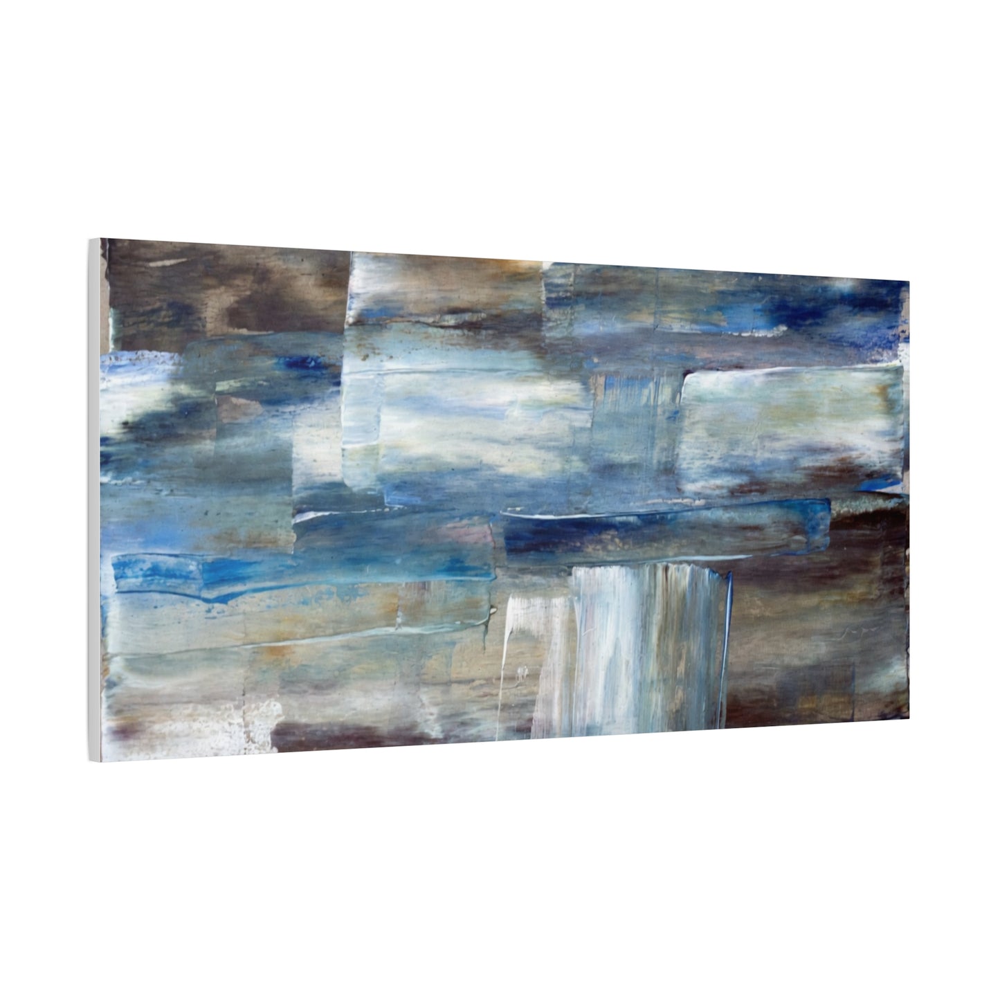 Abstract Blue Waterfall Matte Canvas Wall Art, Stretched 1.25"