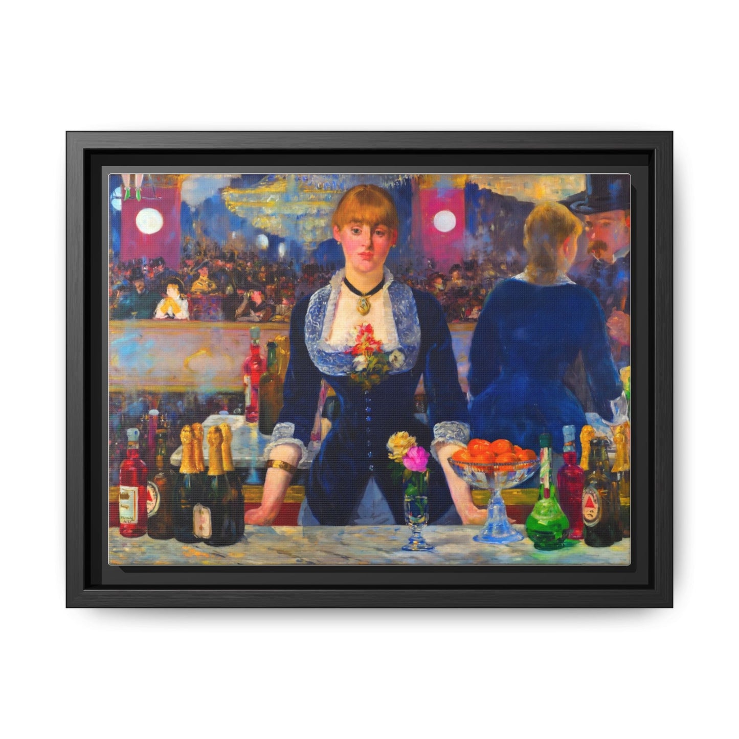 Framed Matte Canvas Print — Vintage Parisian Bar Scene