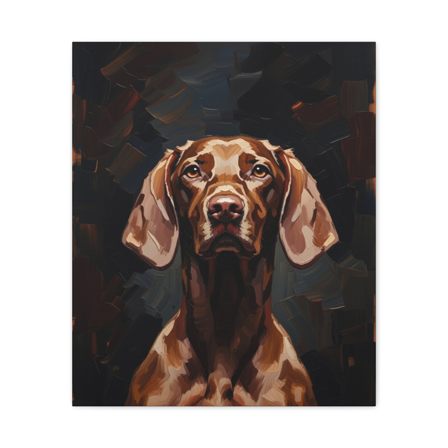 Chocolate Vizsla Canvas Wall Art — Matte Stretched Dog Portrait
