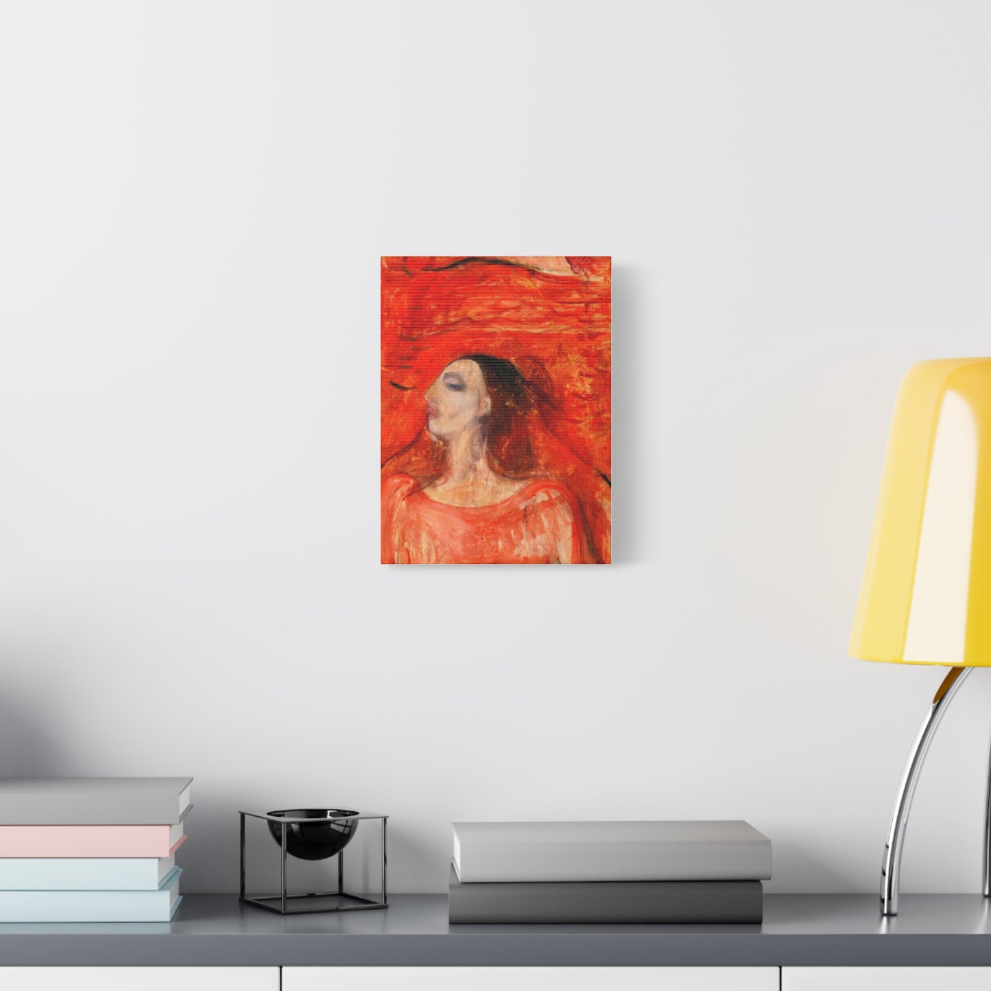 Woman's Head against a Red Background by Edvard Munch Matte Canvas Wall Art