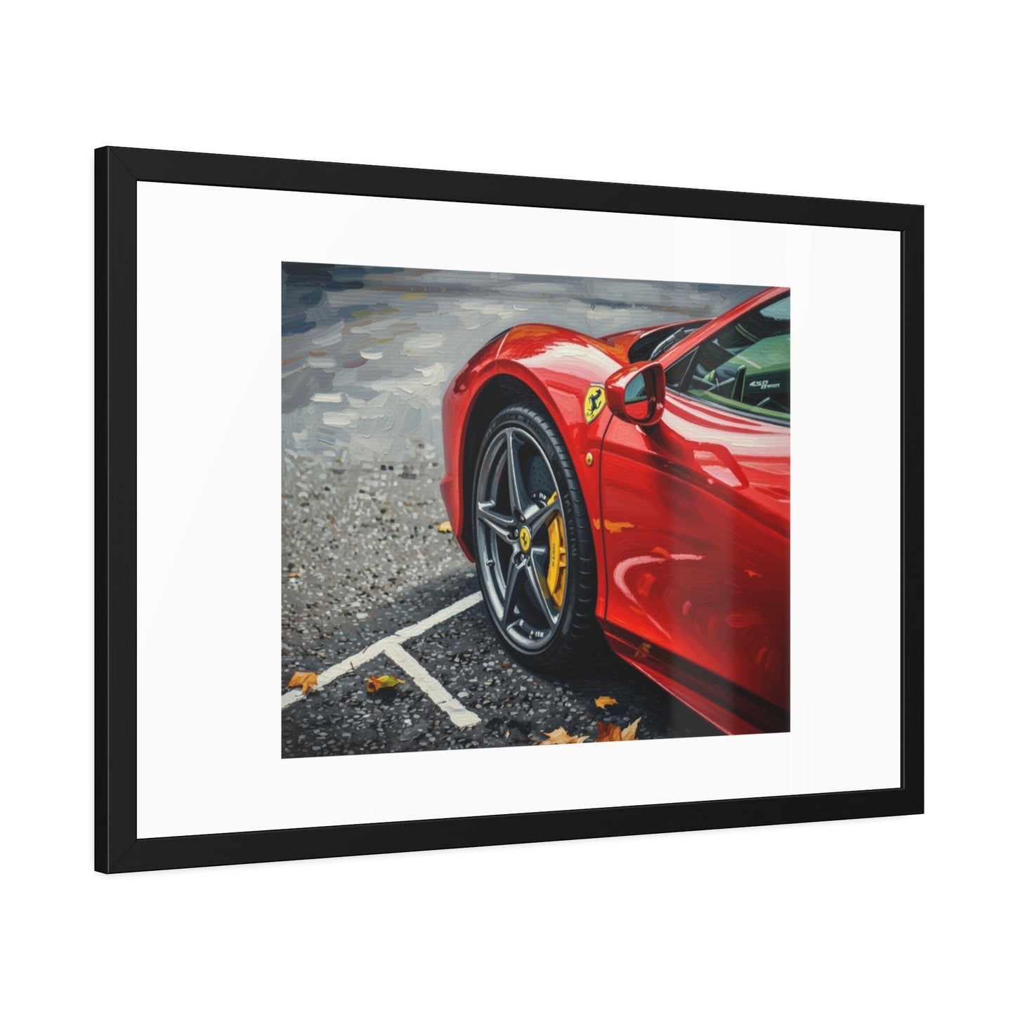 Framed Poster - Red Sports Car Photo, Modern Automotive Wall Art