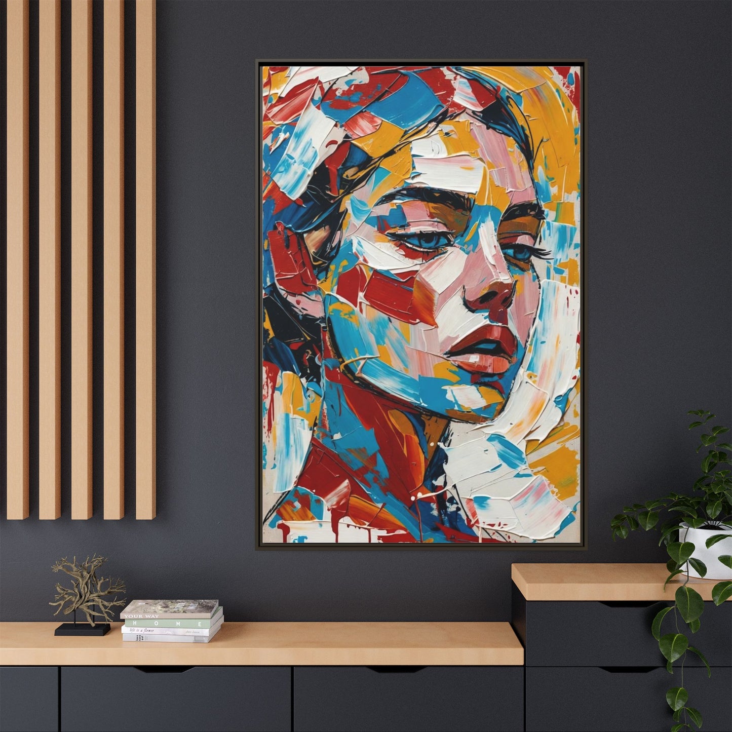 Colorful Abstract Portrait Framed Canvas Print