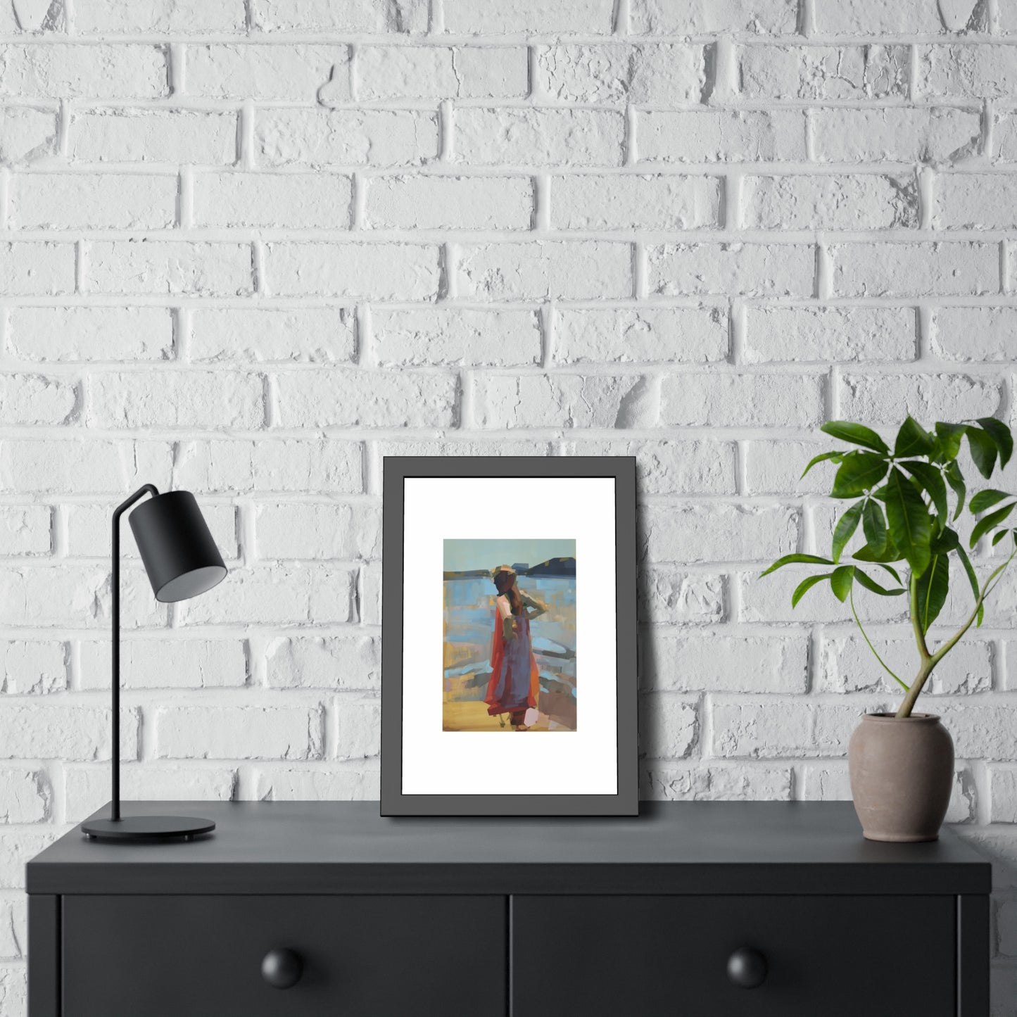 Framed Art Print — Woman at the Shore Impressionist Poster