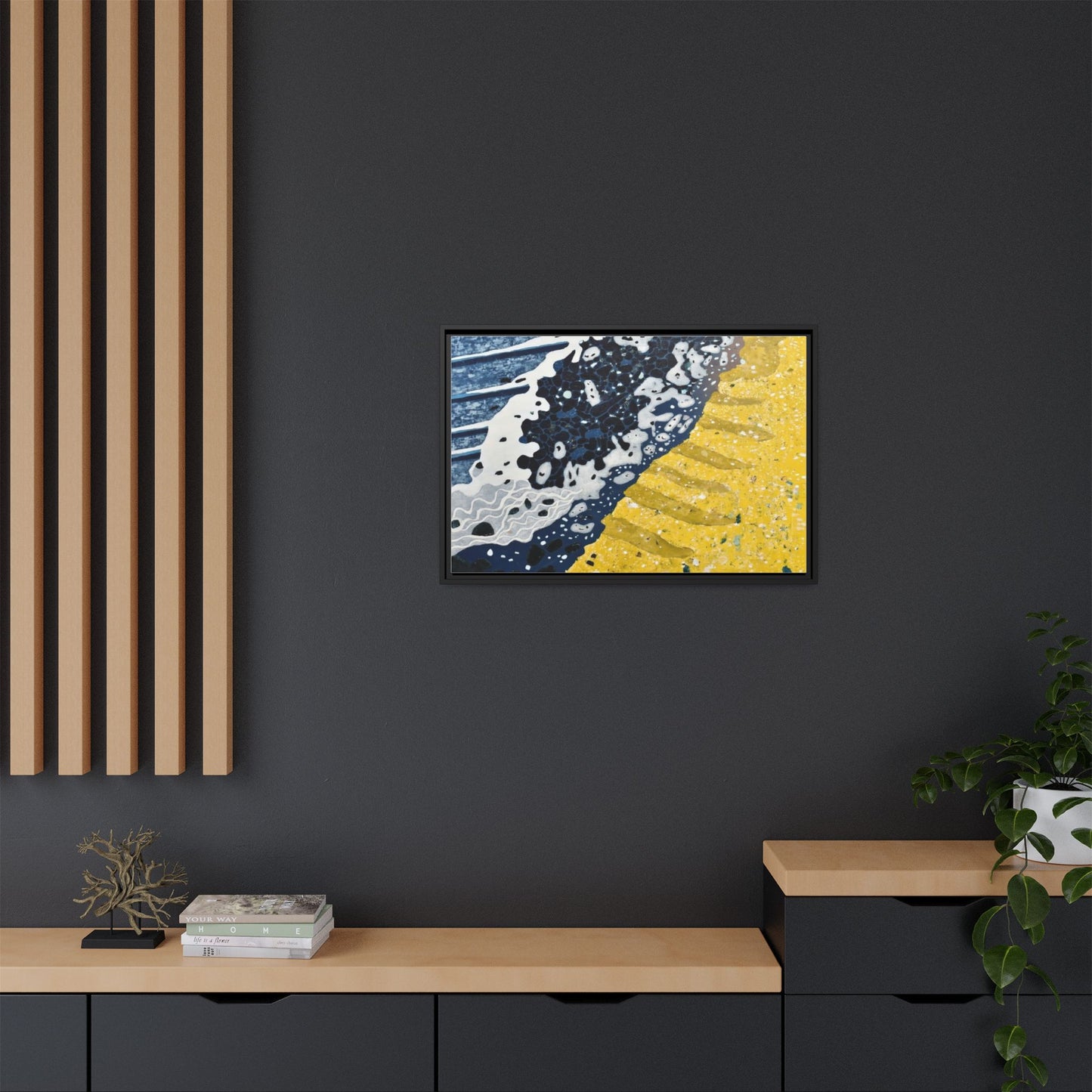 Framed Abstract Ocean & Sand Matte Canvas Print
