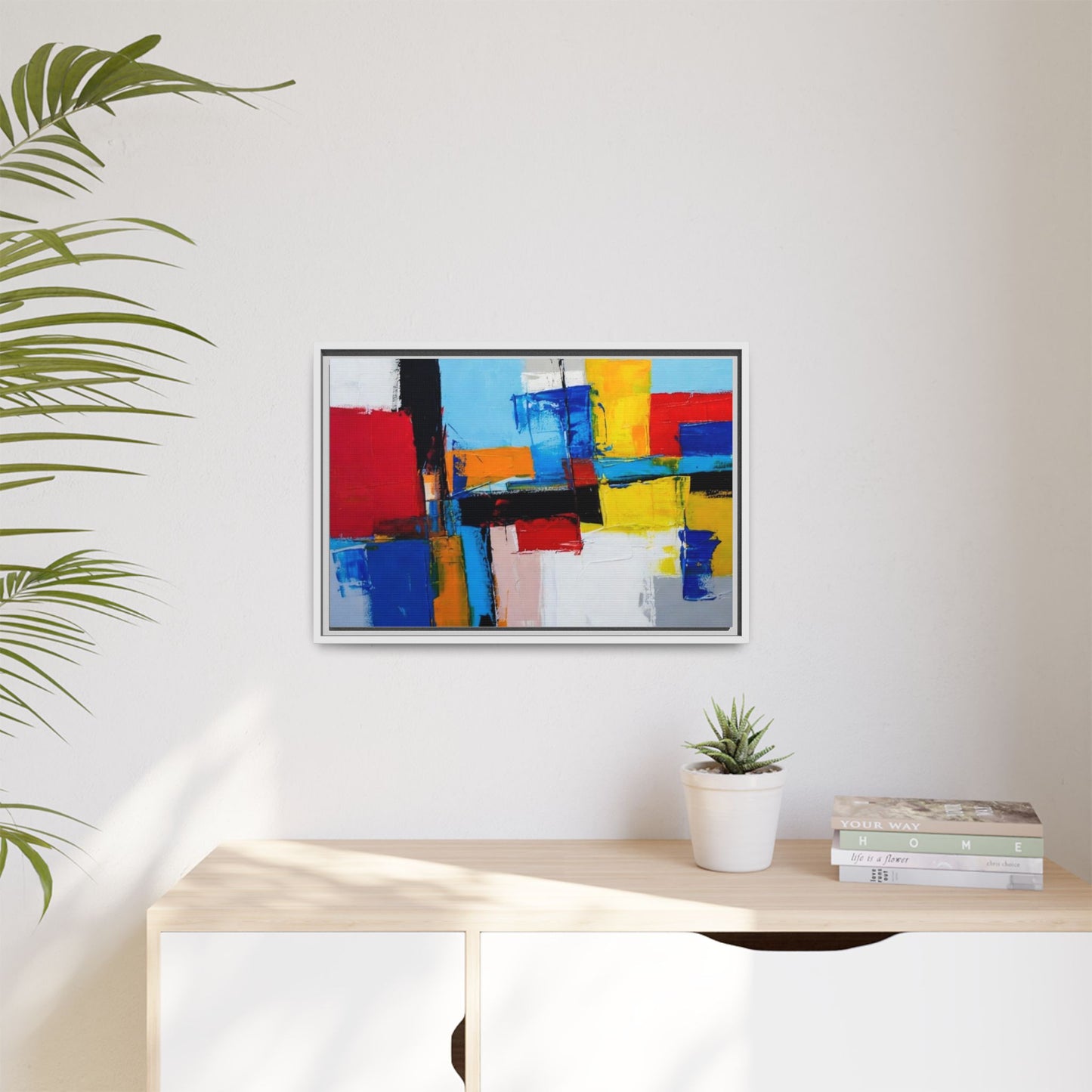 Abstract Color Block Matte Canvas Framed Wall Art