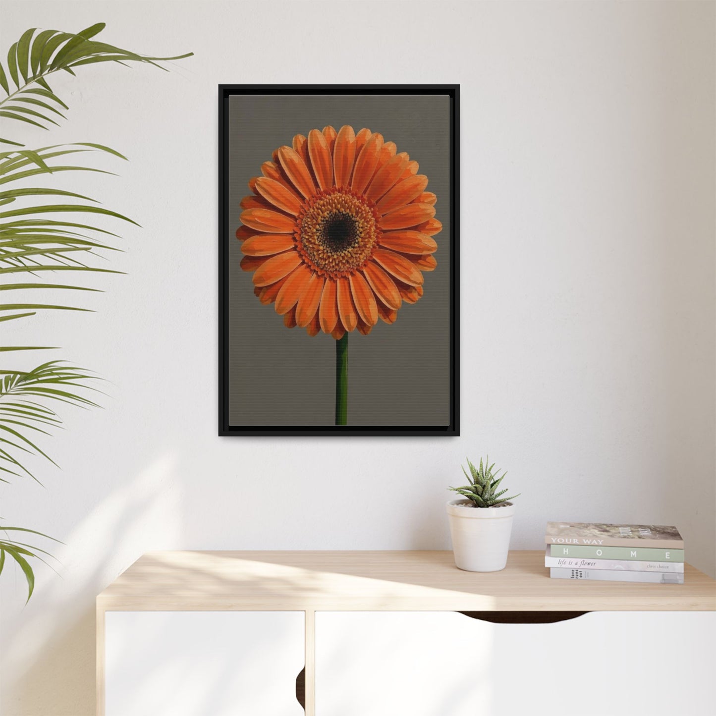 Orange Gerbera Daisy Matte Canvas Print (Framed)