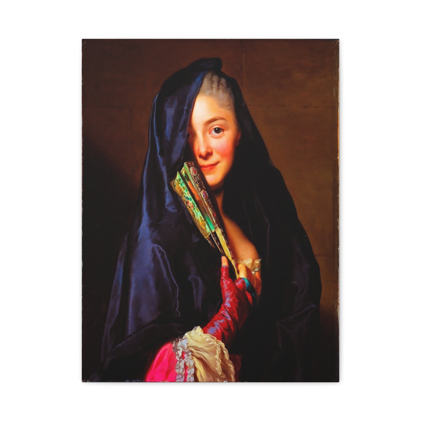 Vintage Portrait Canvas Print — Elegant Lady with Fan Matte Stretched Wall Art
