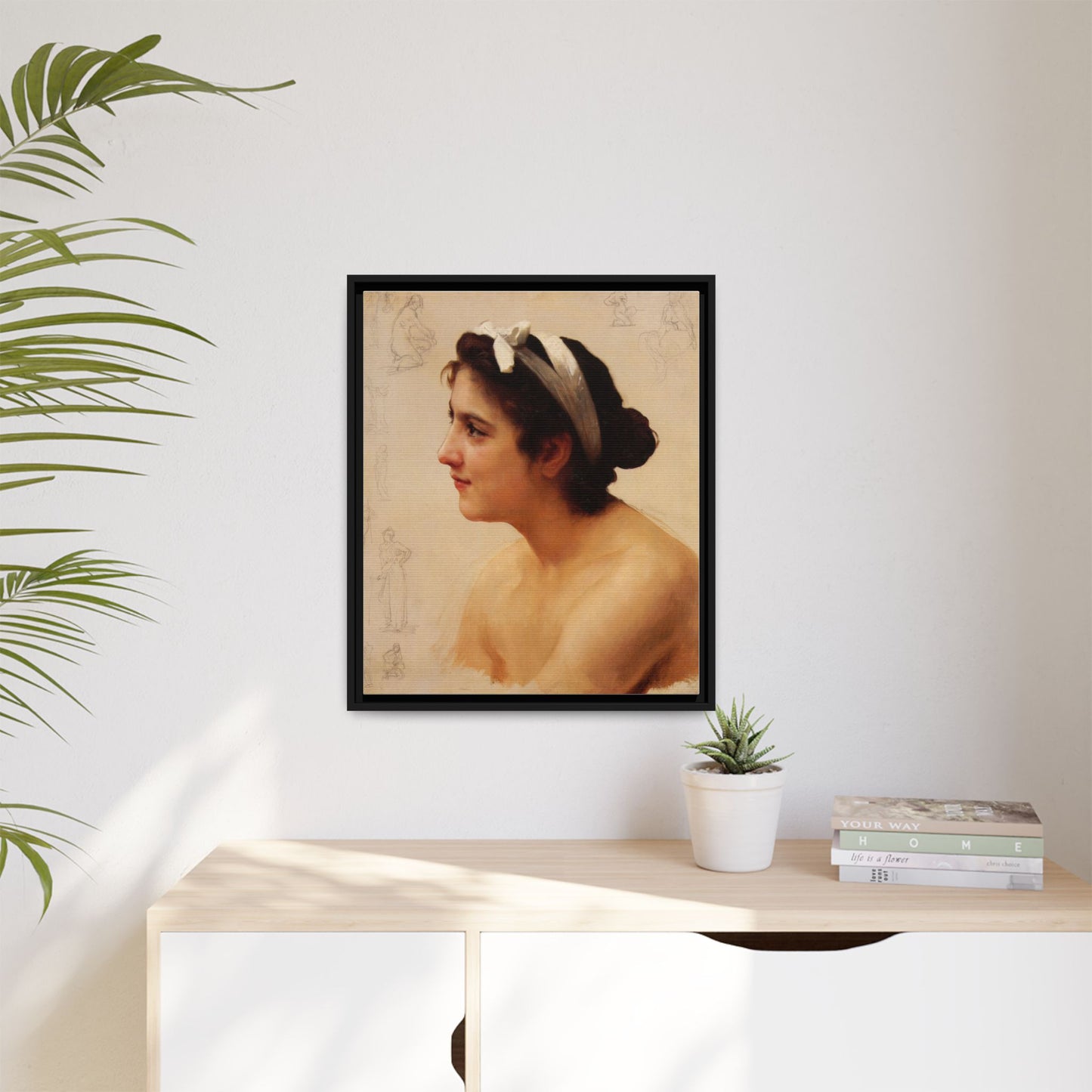 Study Of A Woman For Offering To Love by William Adolphe Bouguereau Framed Matte Canvas Print