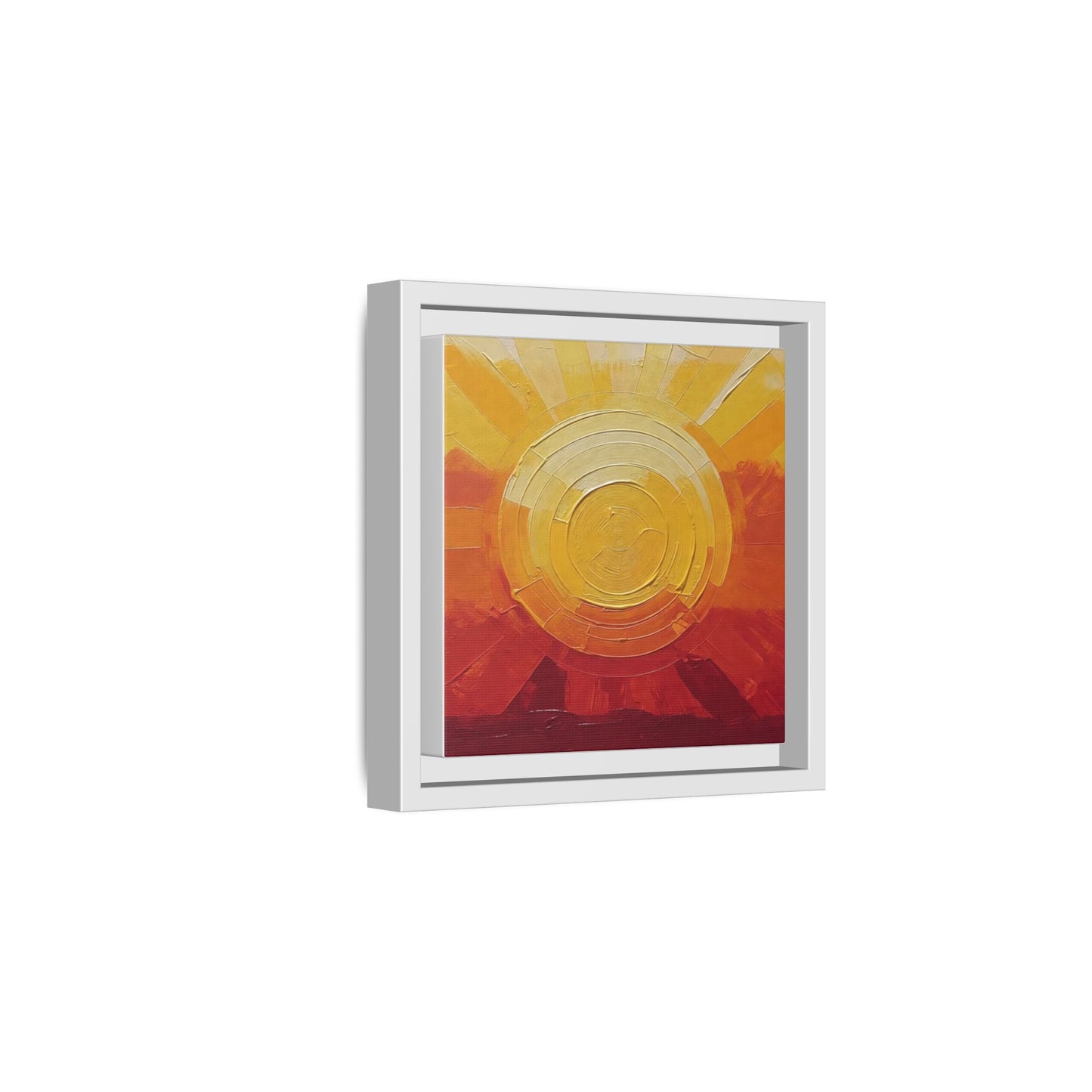 Sunburst Abstract Framed Canvas Art — Matte Multi‑Color Wall Print