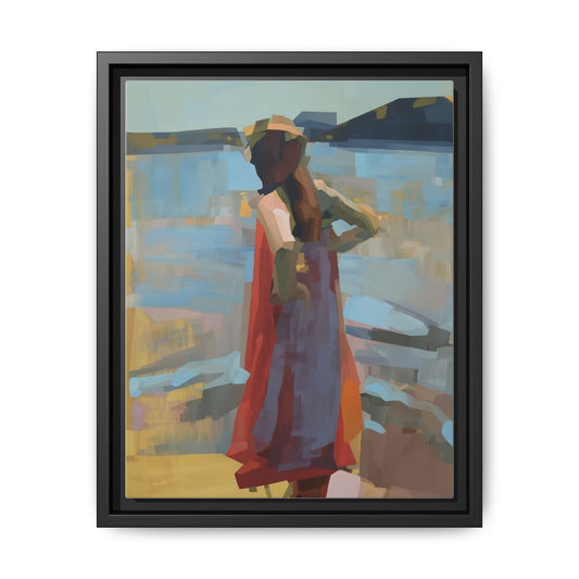Framed Matte Canvas Print — Coastal Woman Abstract Art