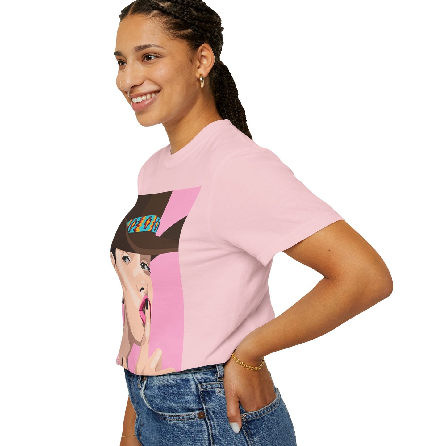Cowgirl Pop Art T-Shirt — Pink 'Shh' Graphic Tee