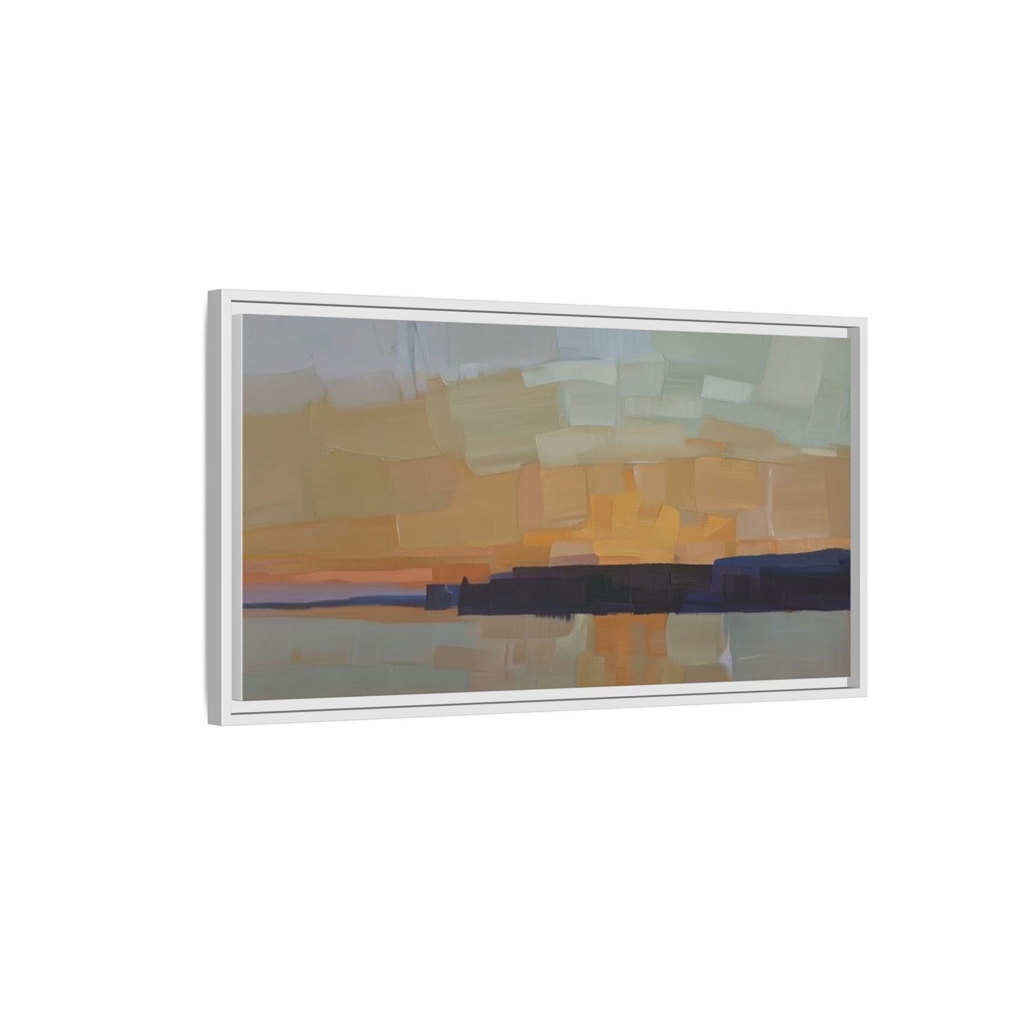 Framed Matte Canvas Sunset Abstract Landscape Art Print