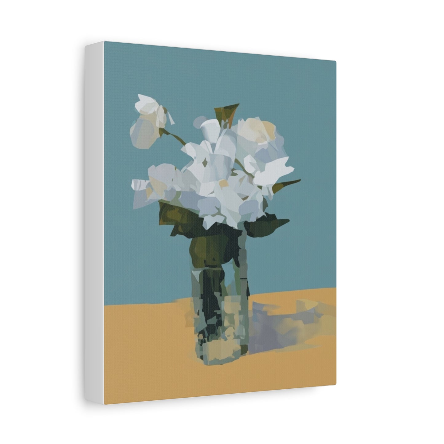 Abstract White Roses Canvas Art - Floral Vase Wall Decor