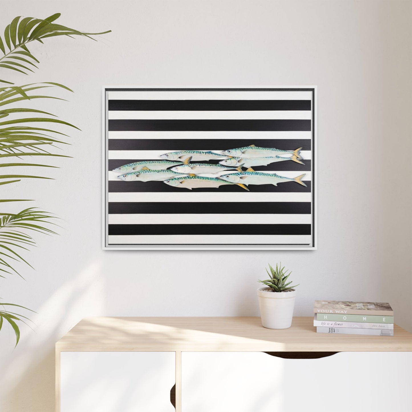 Striped Mackerel Canvas Print — Framed Matte Fish Wall Art