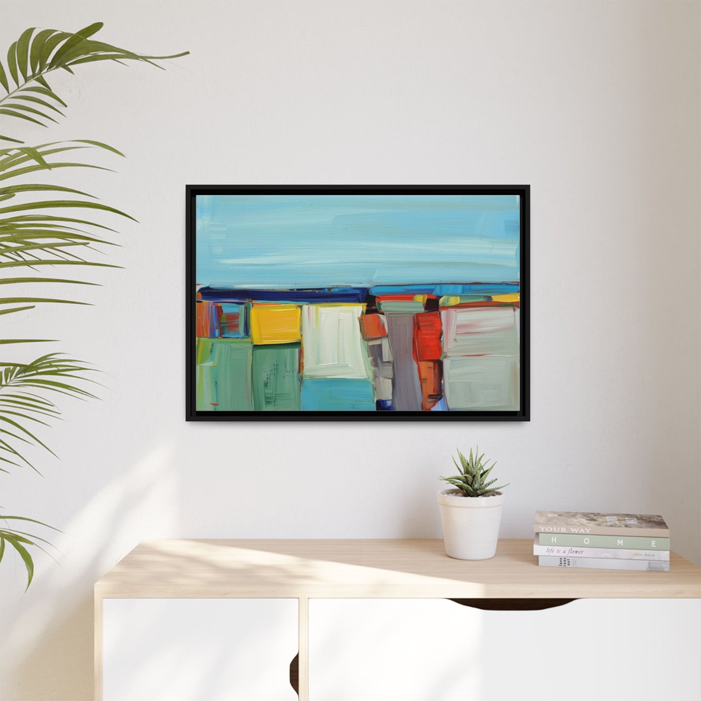 Abstract Coastal Blocks Matte Canvas Print (Framed)