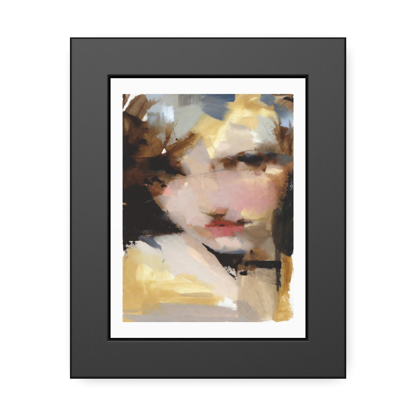 Abstract Portrait Framed Poster – Modern Impressionist Wall Art