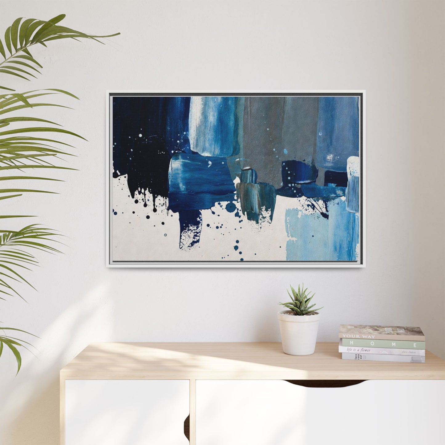 Abstract Blue Ocean Matte Canvas Framed Wall Art