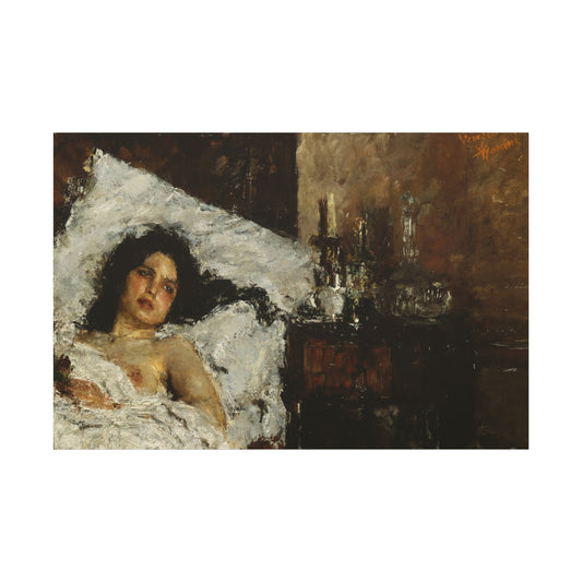 Resting by Antonio Mancini Matte Canvas Wall Art Print