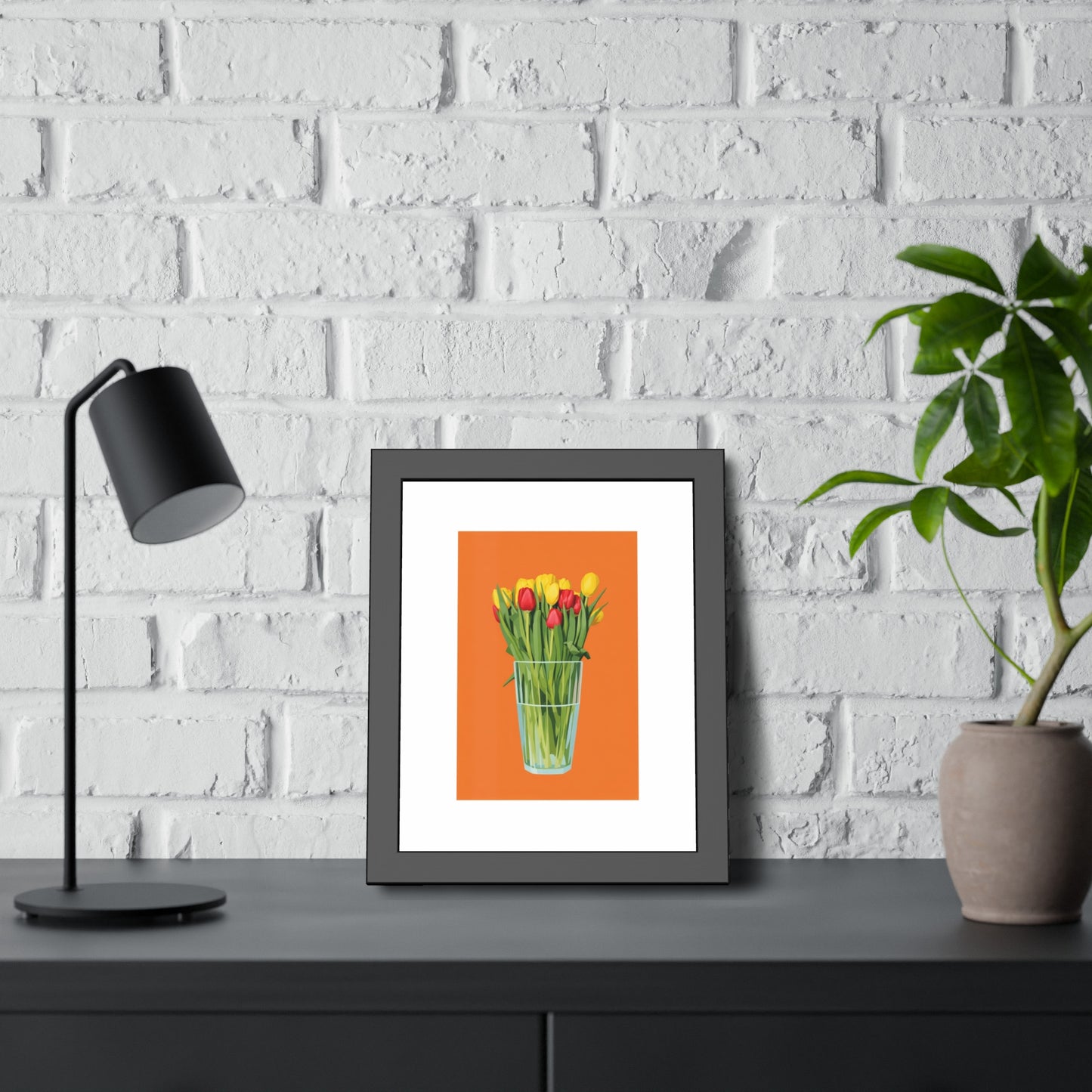 Framed Poster — Colorful Tulip Vase Wall Art (Spring Floral Print)