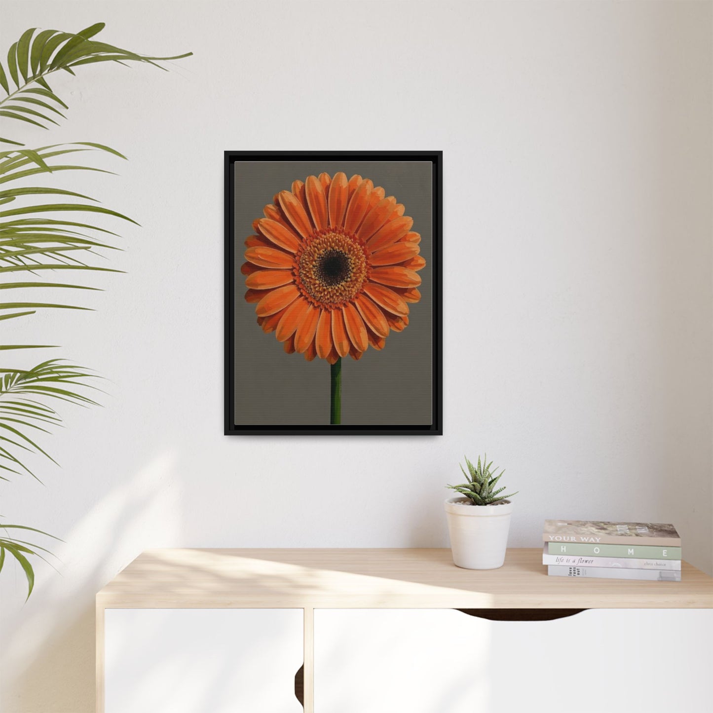 Orange Gerbera Daisy Matte Canvas Print (Framed)