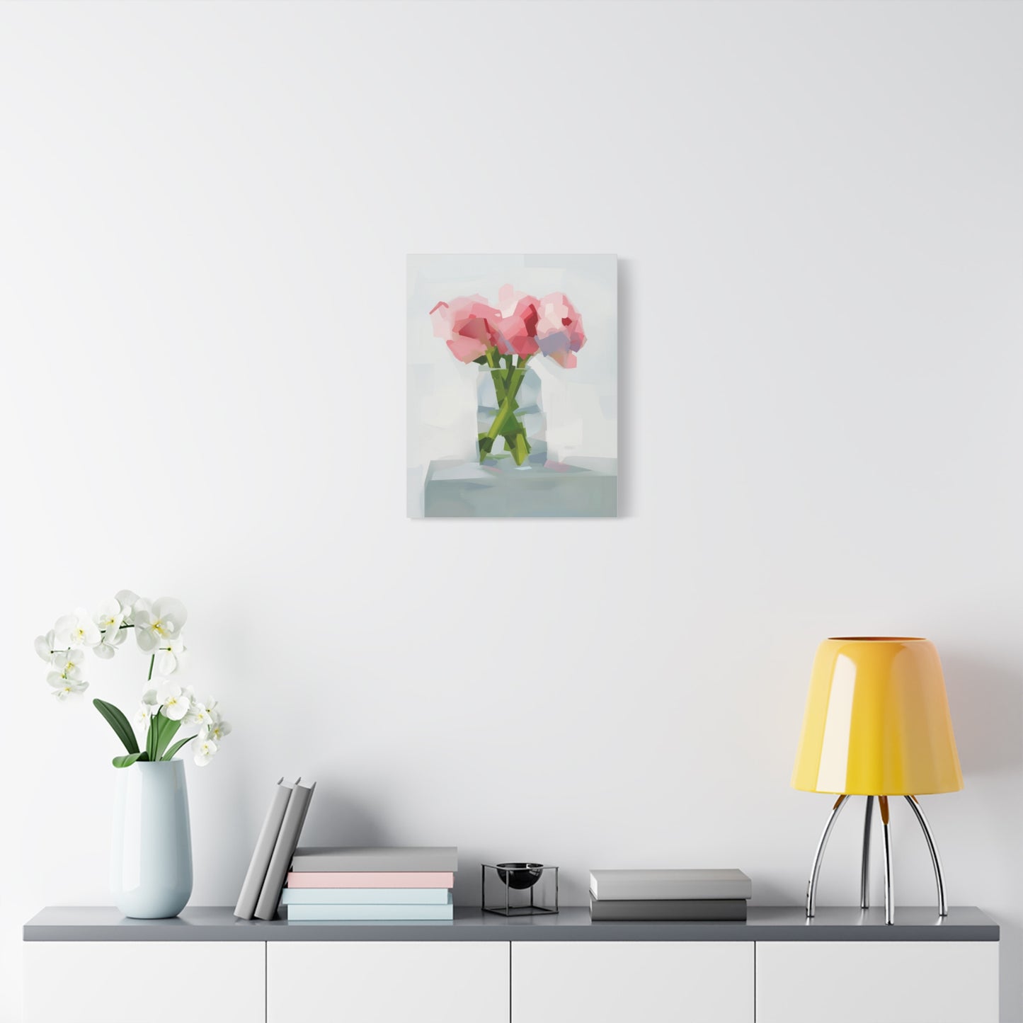 Pink Peonies Vase Canvas Art — Stretched Matte Wall Decor