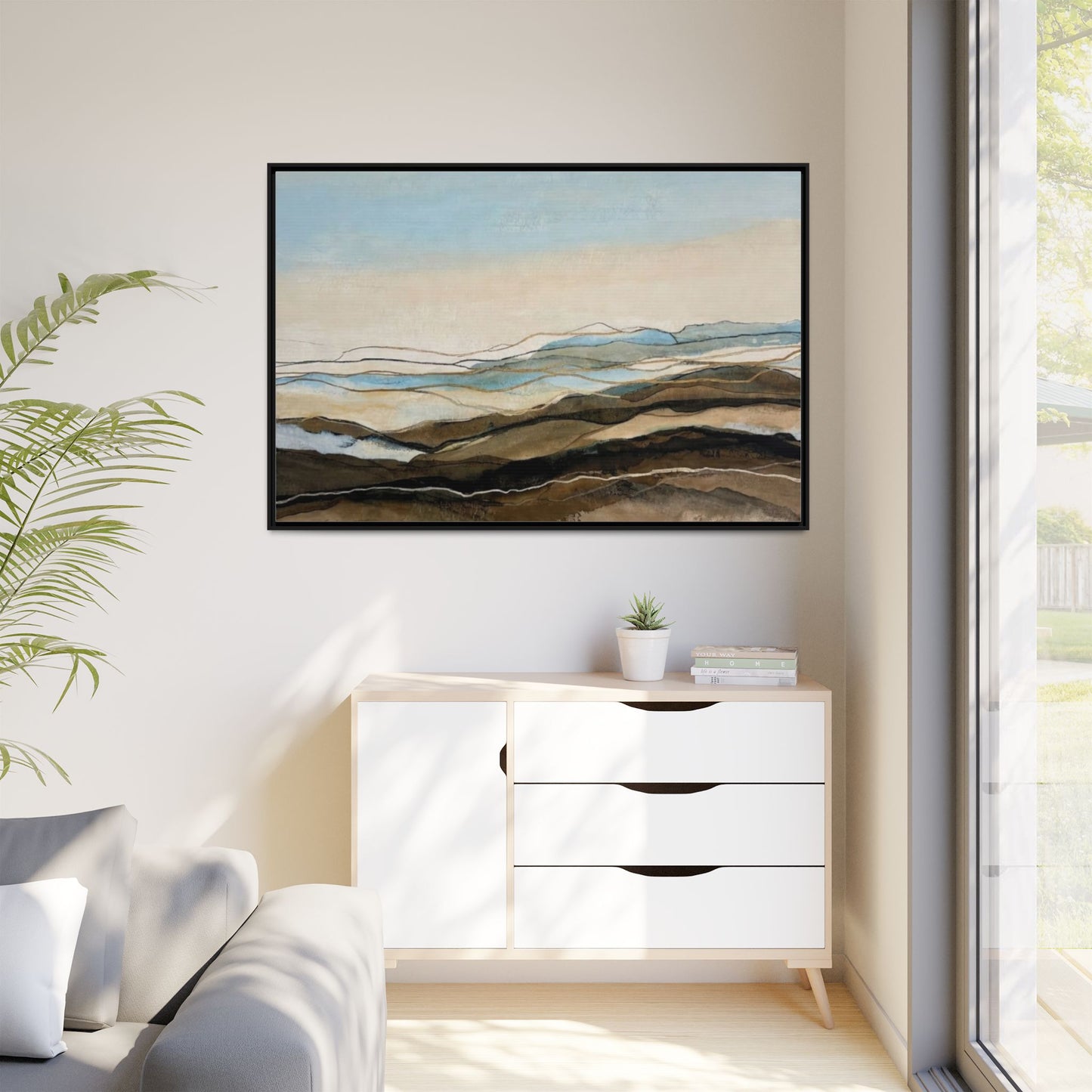 Framed Matte Canvas Print — Abstract Coastal Landscape Wall Art