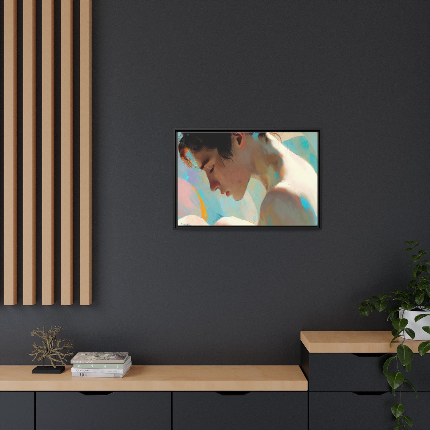 Framed Matte Canvas Print — Dreamy Portrait Art (Multi‑Color)