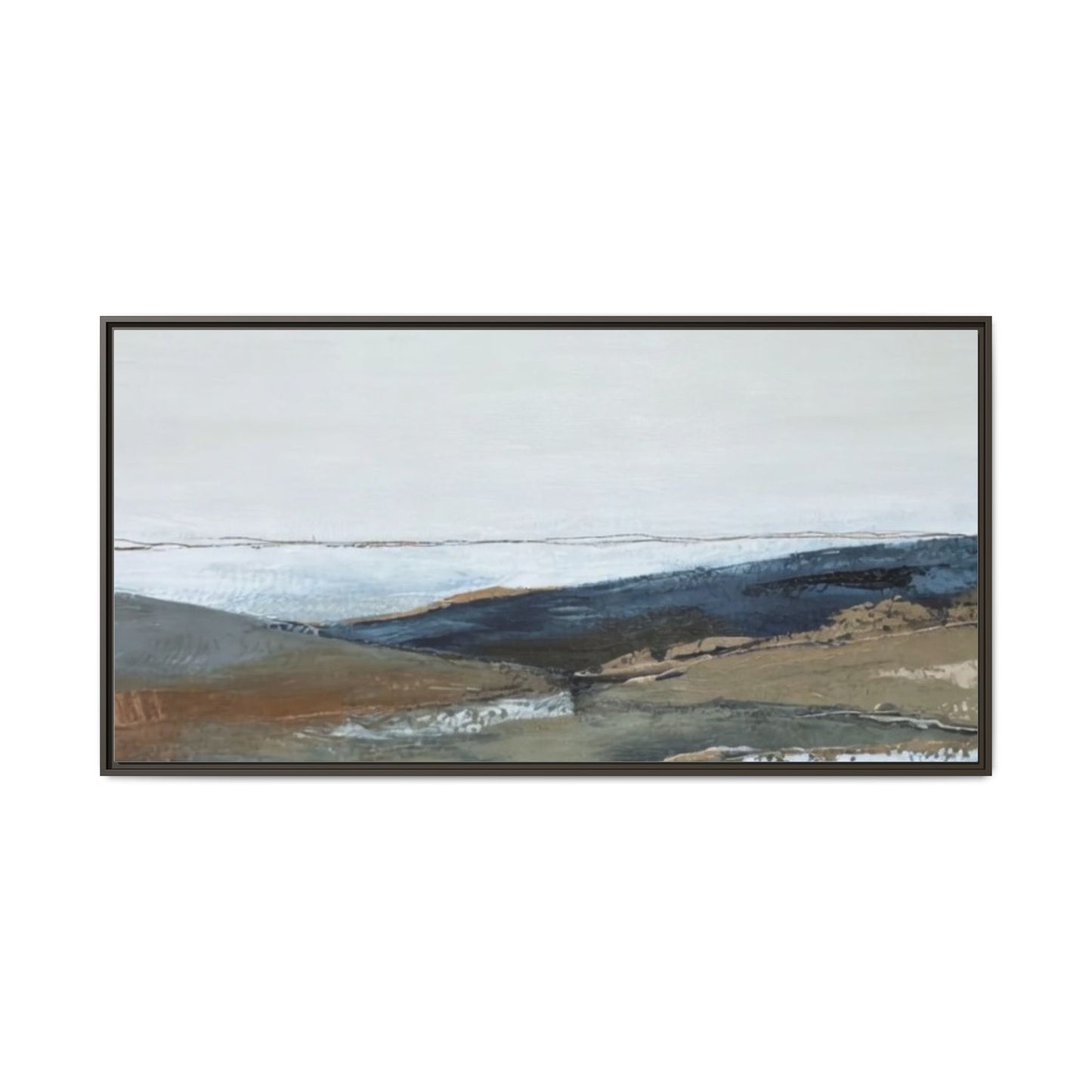 Framed Matte Canvas Wall Art — Serene Coastal Abstract Landscape
