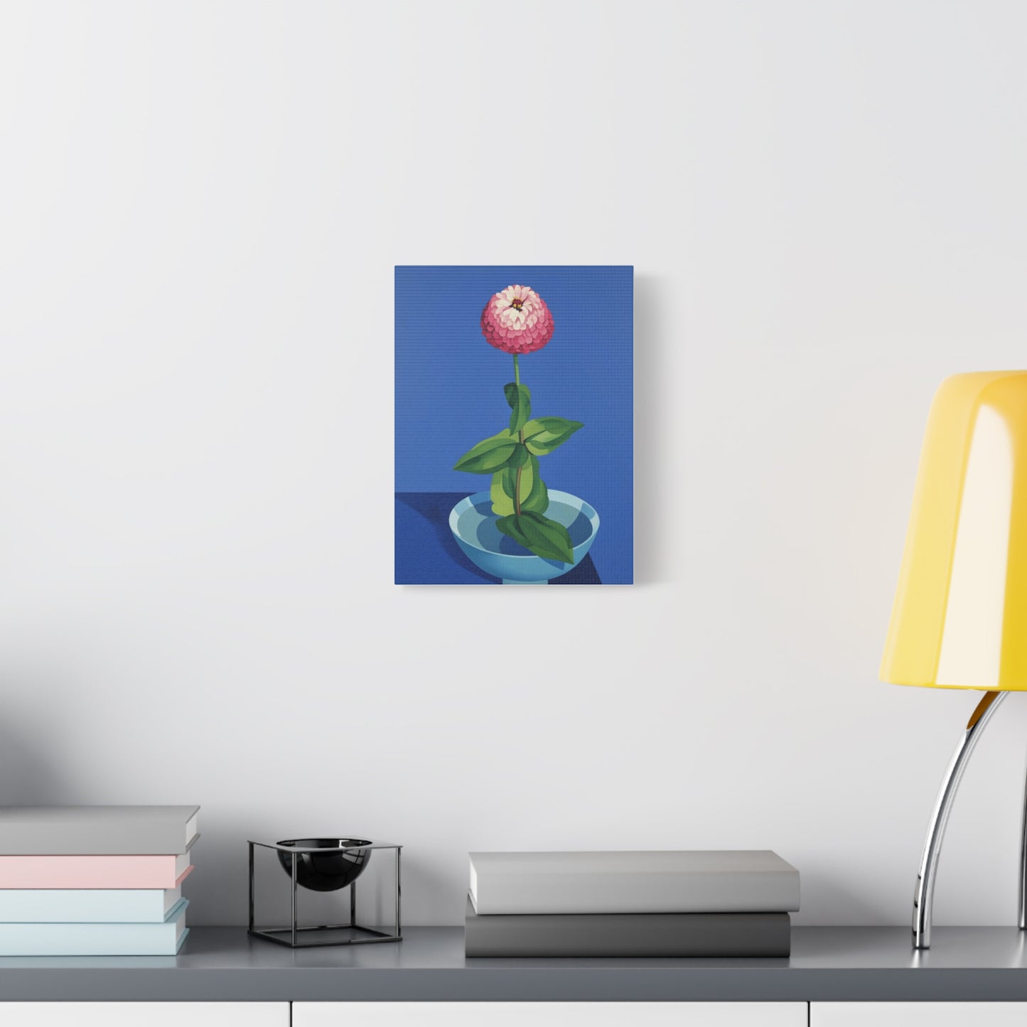 Pink Zinnia Still Life Matte Canvas Wall Art — Stretched 1.25"