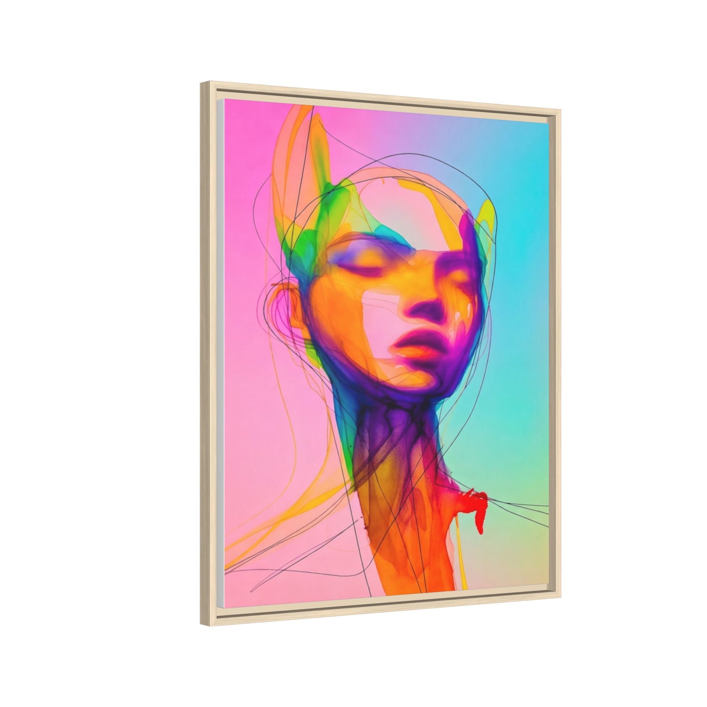 Framed Matte Canvas Art — Vibrant Abstract Portrait Wall Print