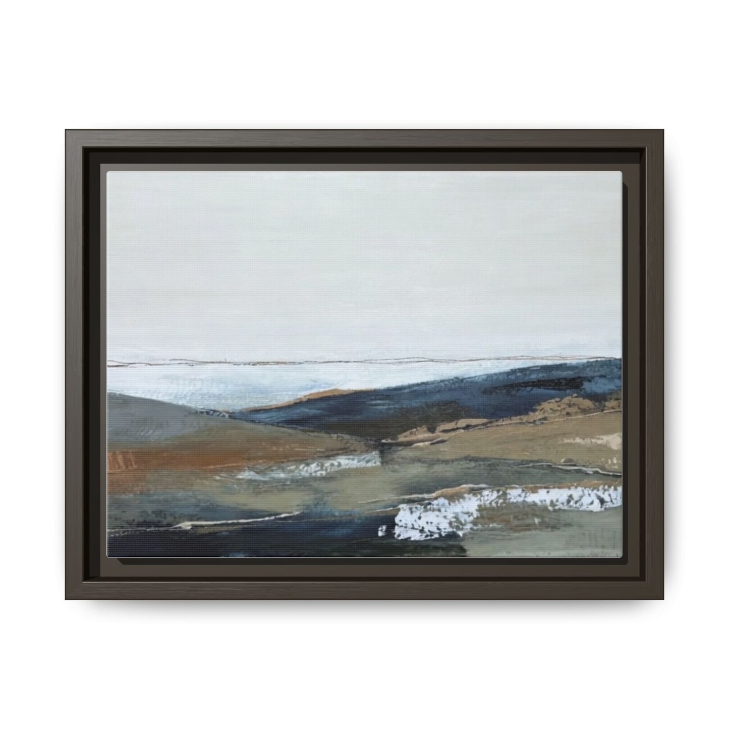 Framed Matte Canvas Wall Art — Serene Coastal Abstract Landscape