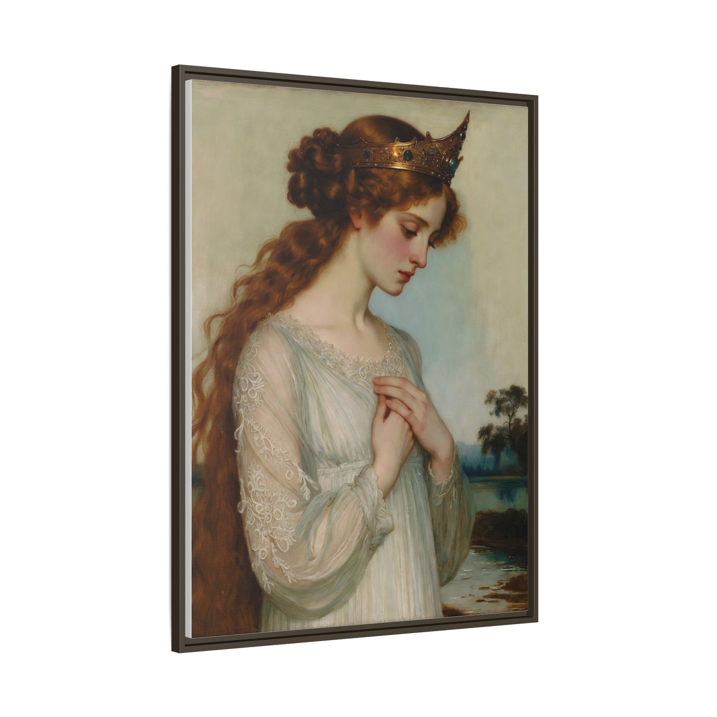 Framed Matte Canvas Print — Vintage Pre-Raphaelite Princess Portrait