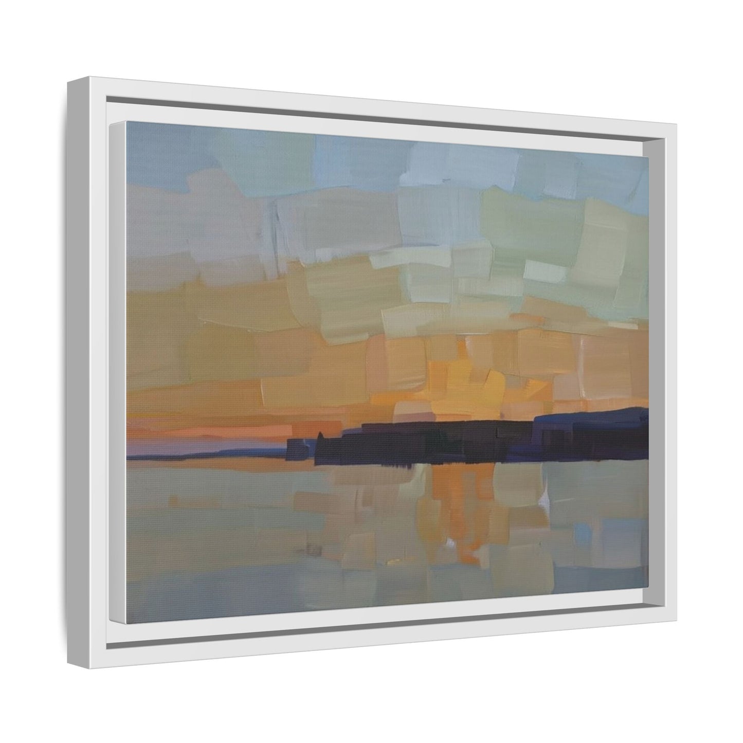 Framed Matte Canvas Sunset Abstract Landscape Art Print