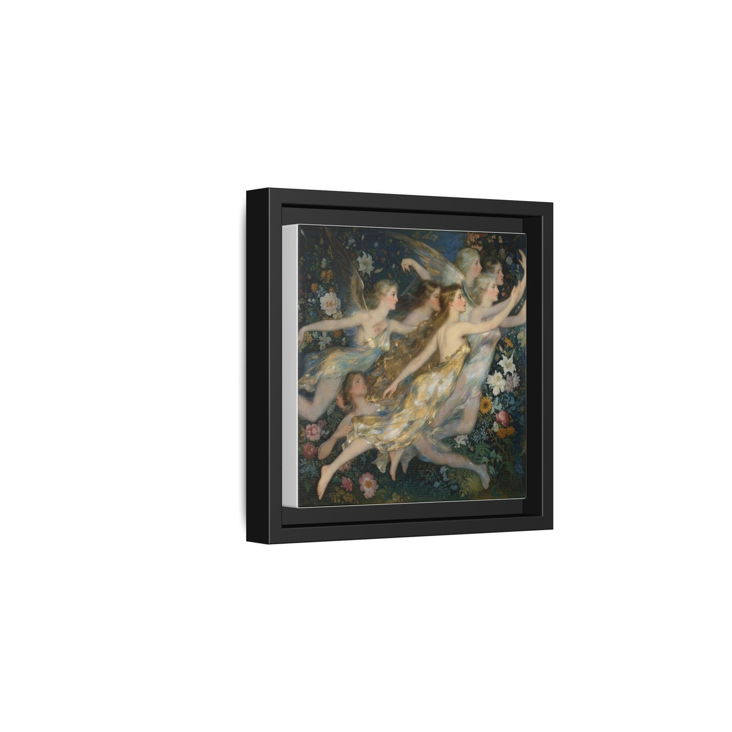 Framed Matte Canvas Wall Art — Vintage Fairies & Floral Painting