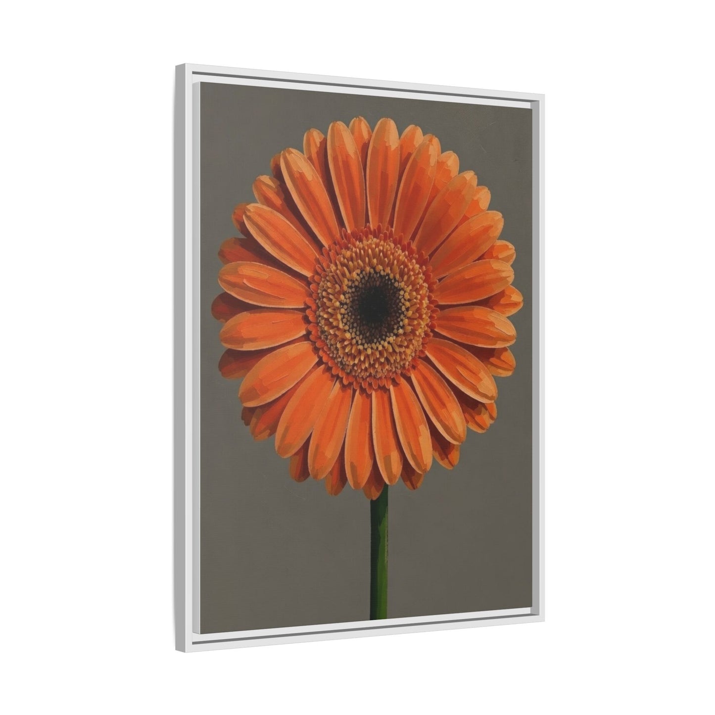 Orange Gerbera Daisy Matte Canvas Print (Framed)