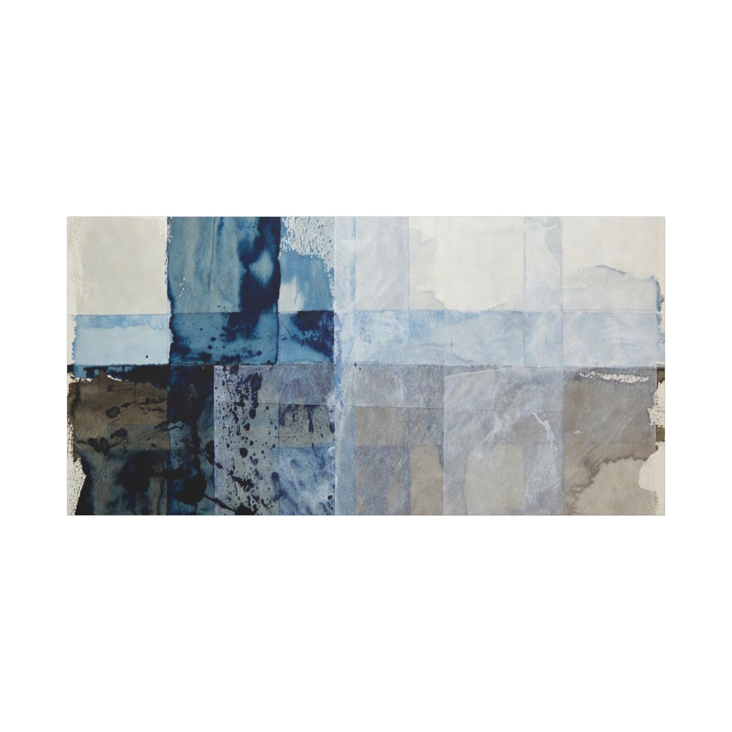 Abstract Blue Geometric Canvas Art — Stretched Matte Wall Decor