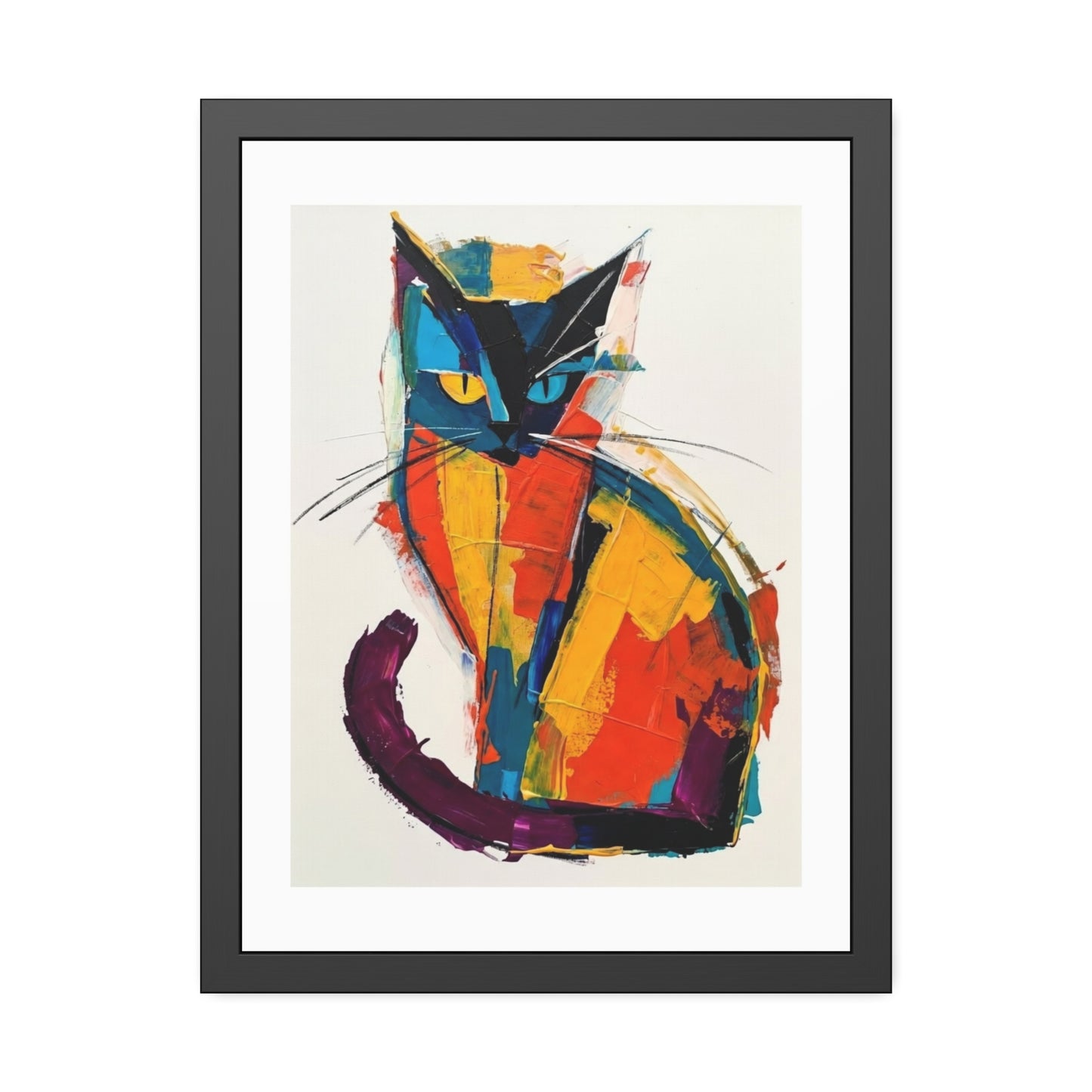 Colorful Abstract Cat Framed Poster
