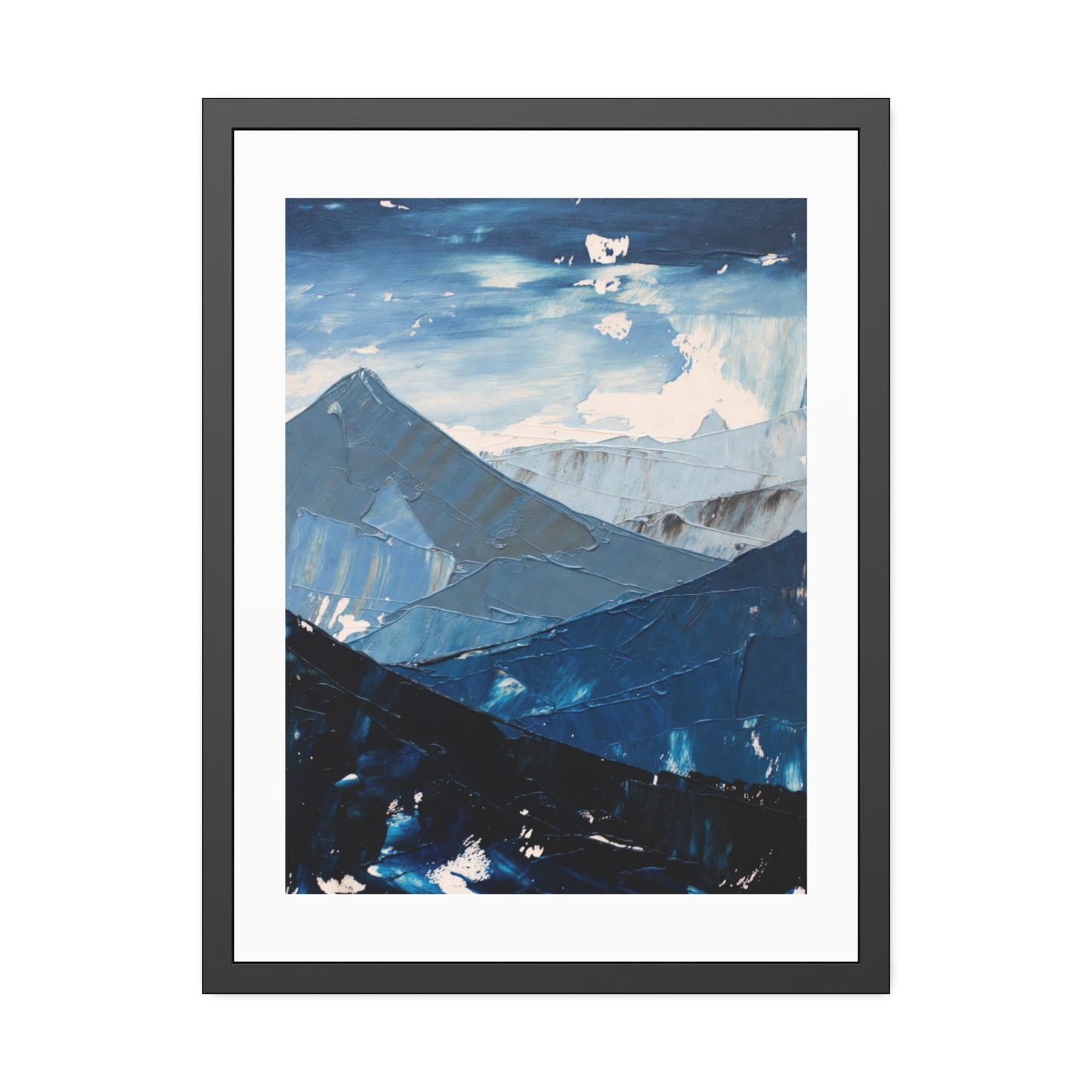 Blue Mountain Abstract Framed Poster — Scenic Wall Art Print