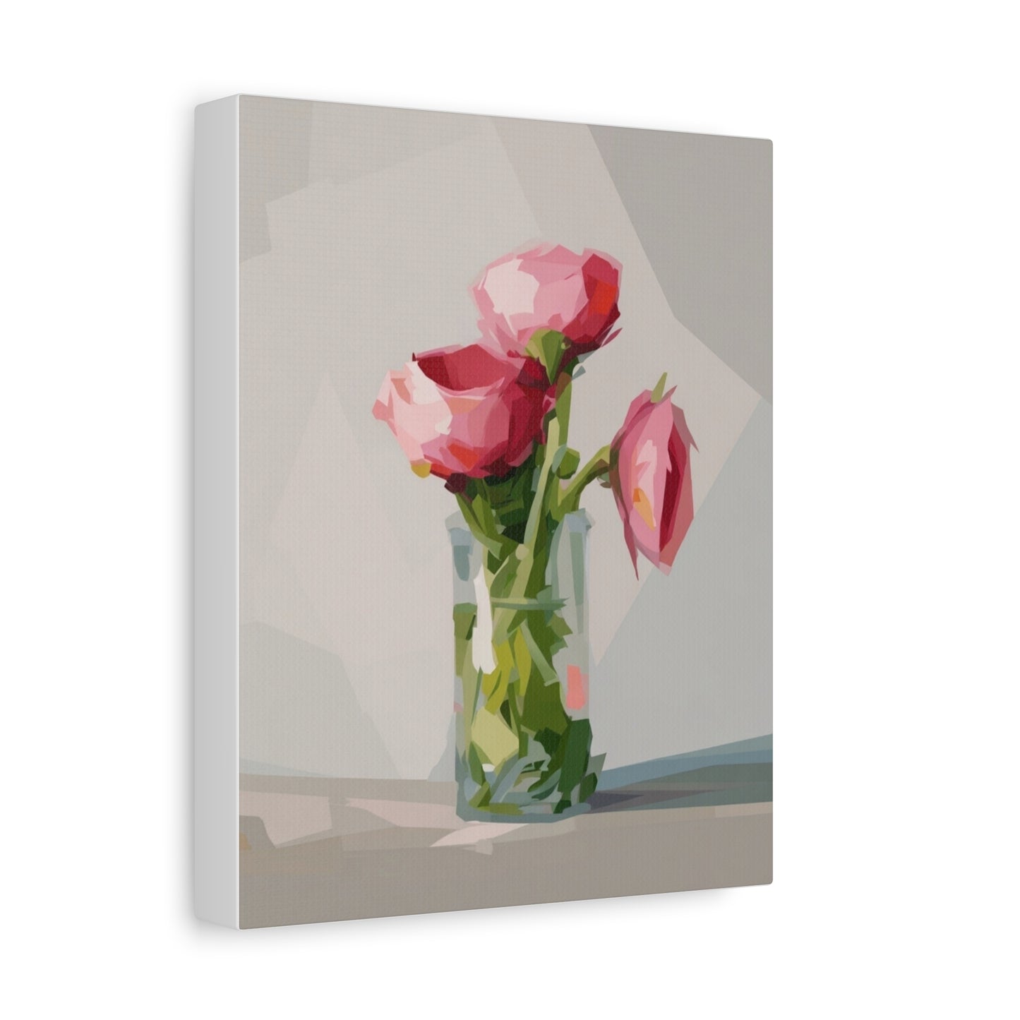 Pink Floral Vase Canvas Print — Stretched Matte Wall Art