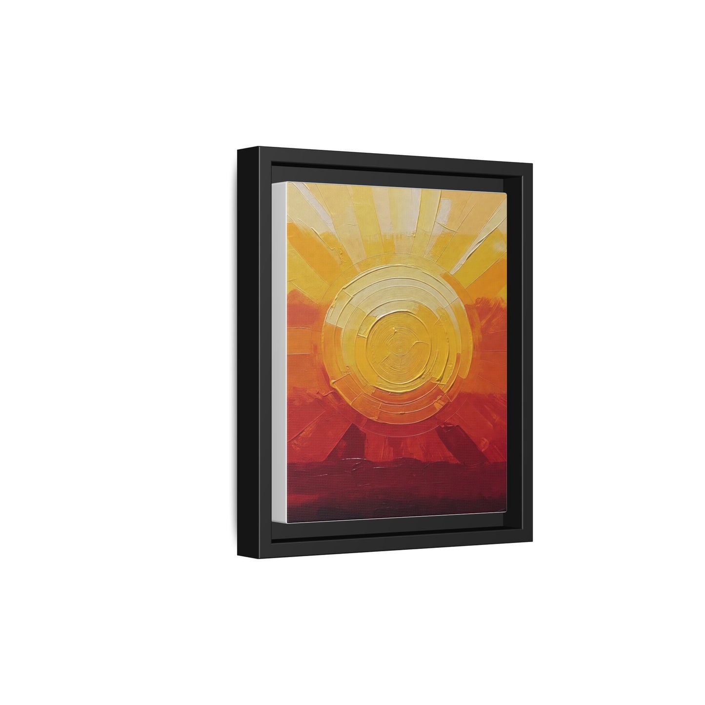 Sunburst Abstract Framed Canvas Art — Matte Multi‑Color Wall Print